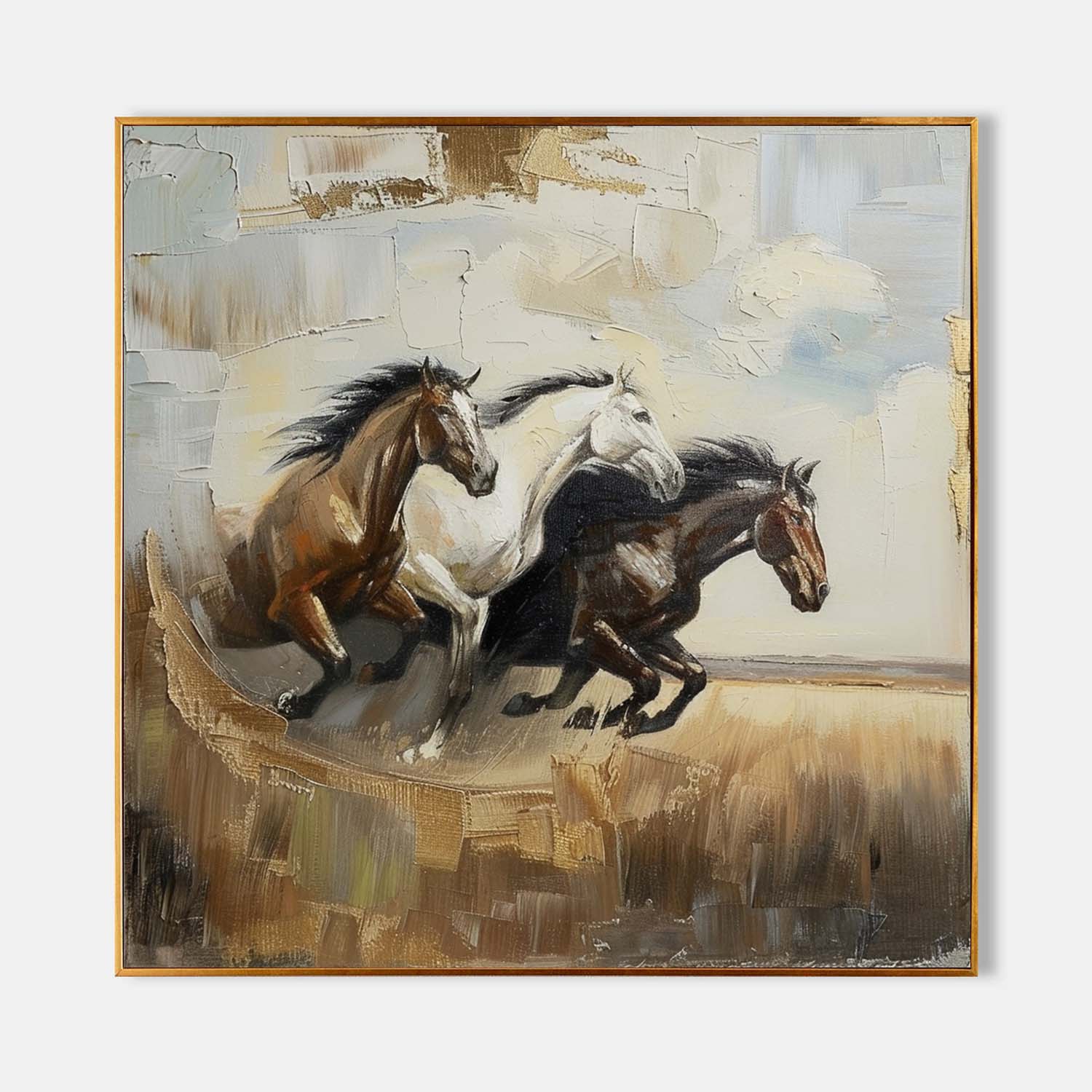 Running Horses Abstract Wall Art Decor Horses Oil Painting for Sale Horses Texture Abstract Art Canvas