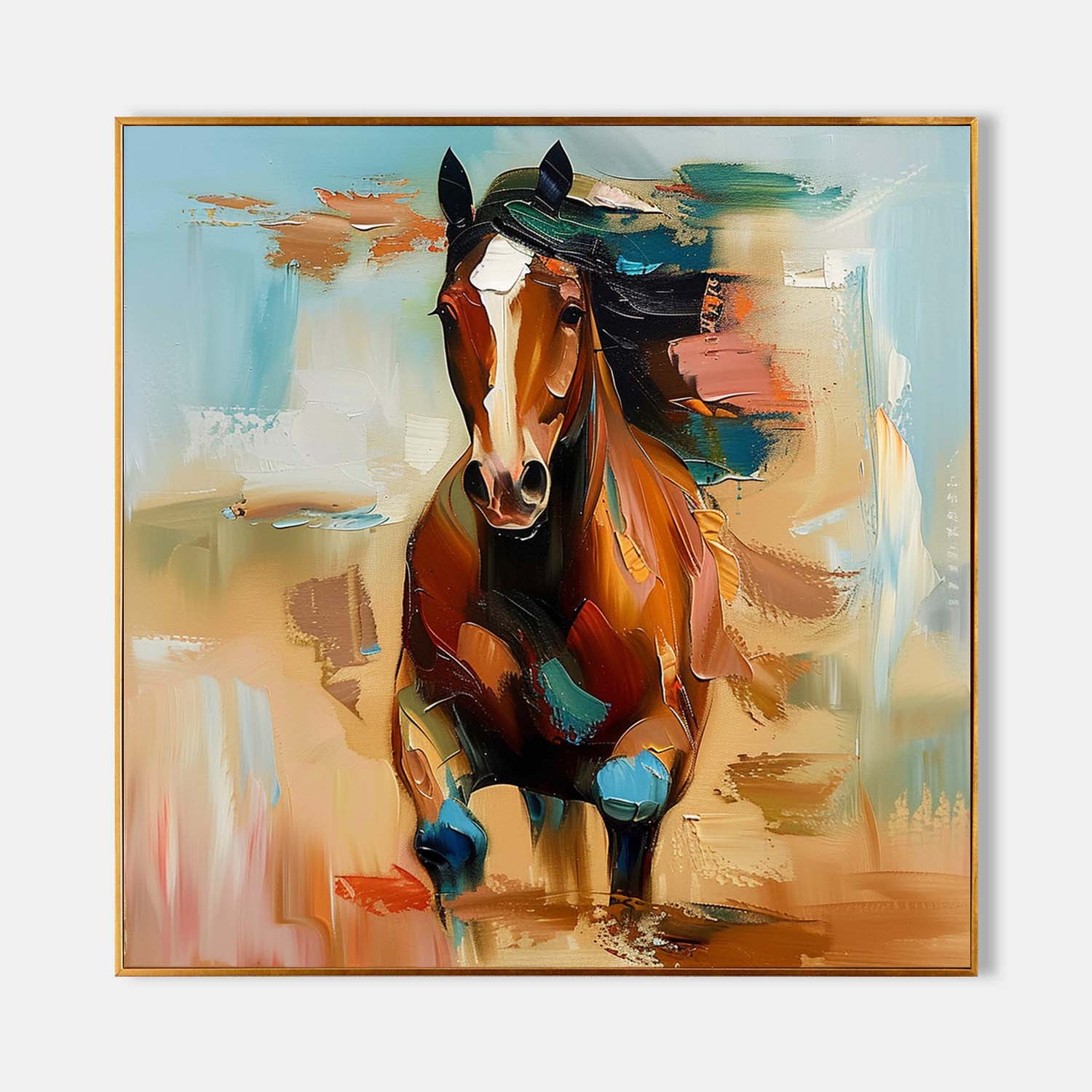 Running Horse Abstract Wall Art Decor Horse Oil Painting For Sale Palette Horse Texture Abstract Art On Canvas