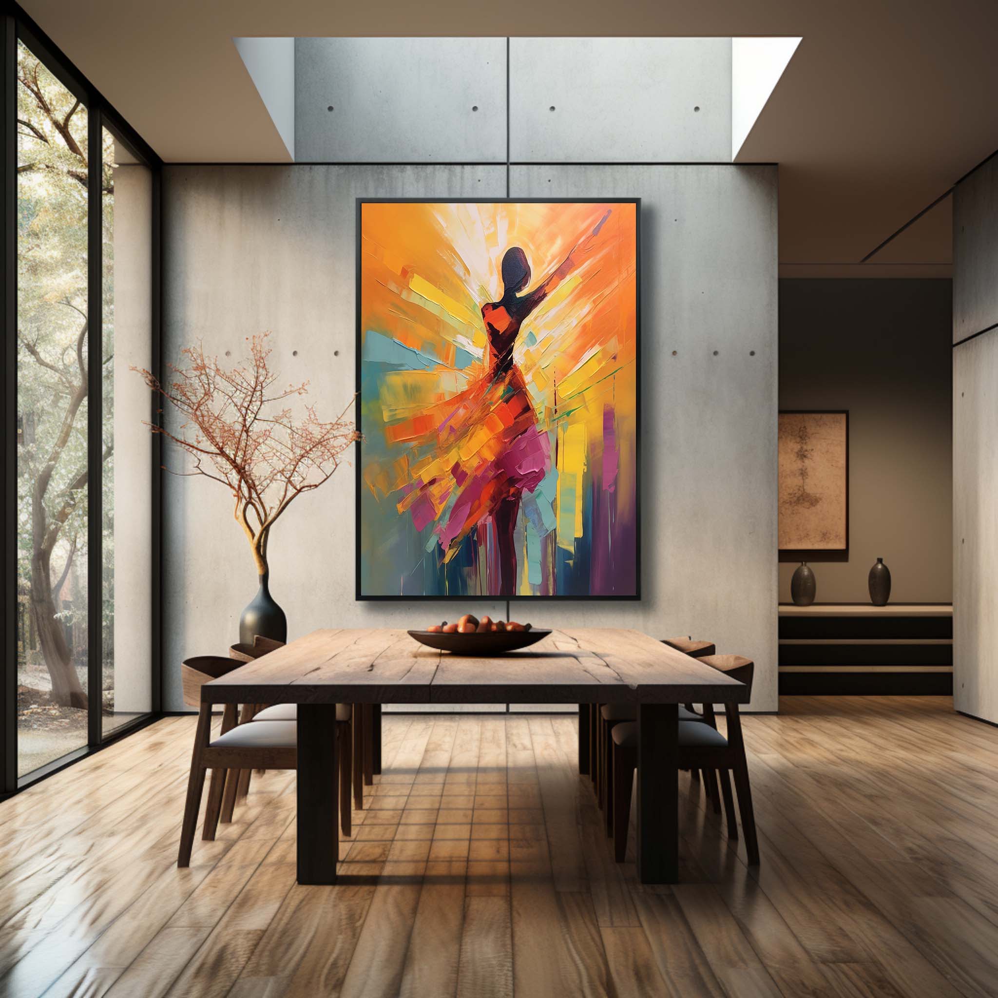 Abstract Dancer Back View Palette Canvas Art Abstract Dancing Woman Texture Wall Art Decoration