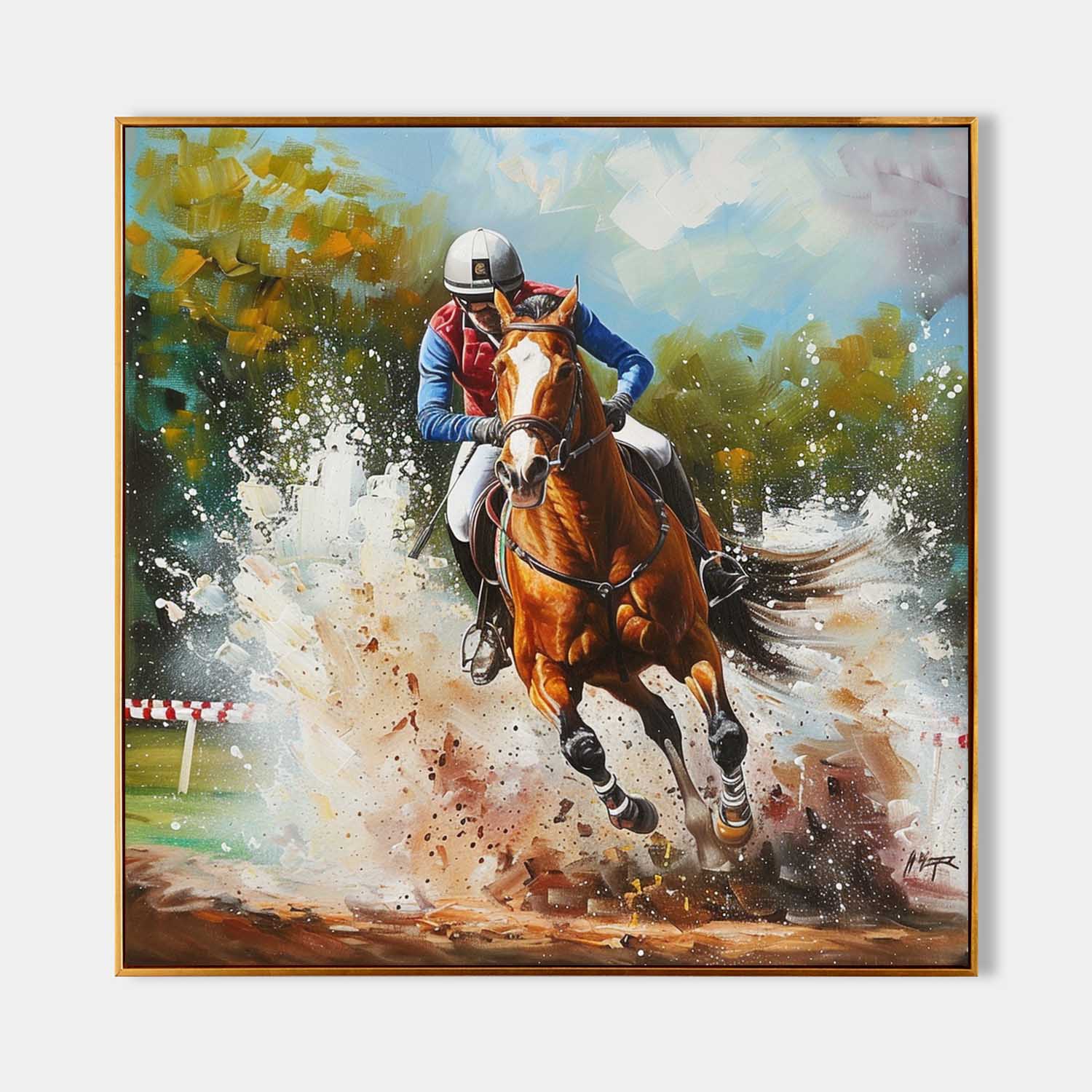 Horse Racing Oil Painting Horse Racing Canvas Wall Art Decor Equestrian Wall Paintings For Sale