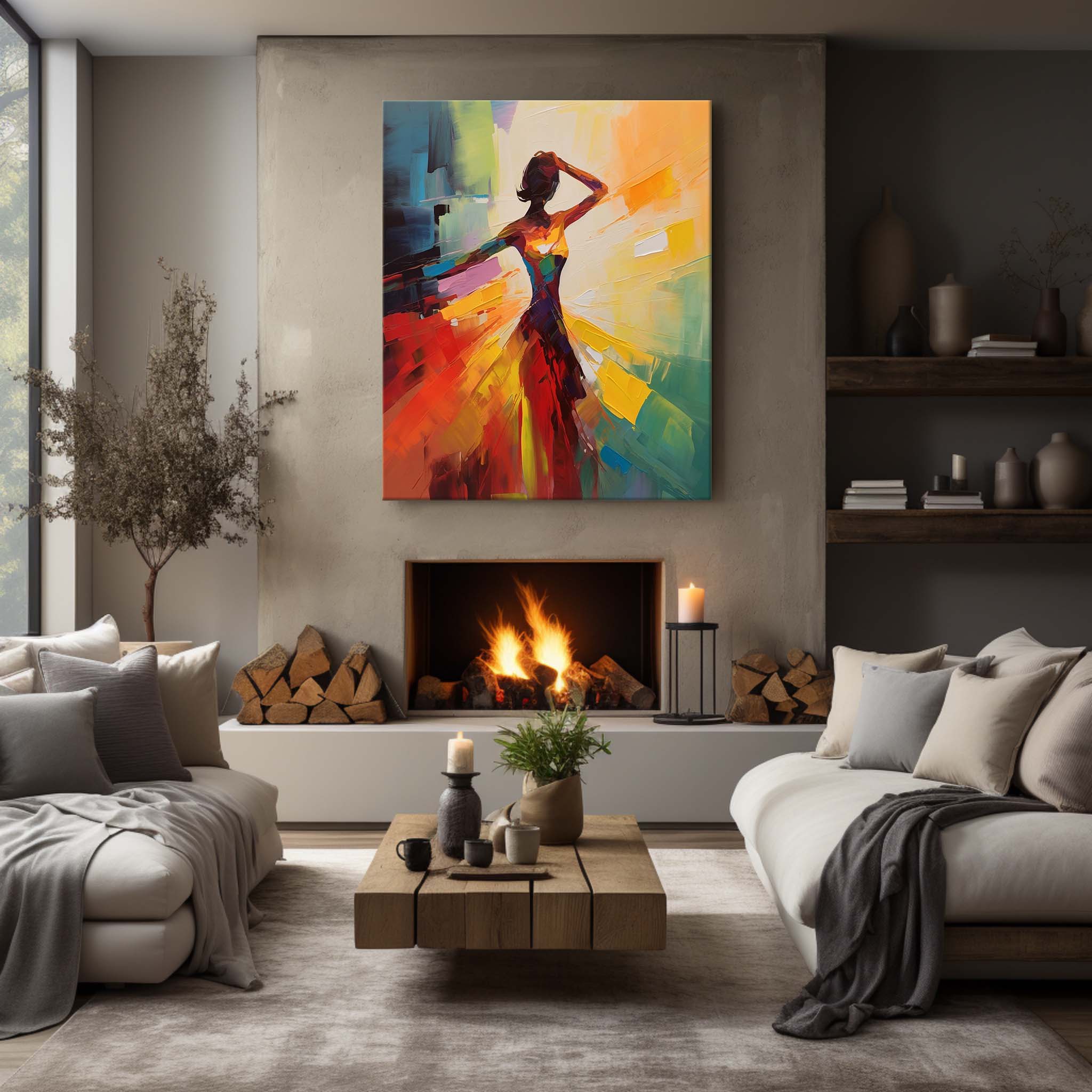 Abstract Dancing Beautiful Girl Oil Painting Dancing Woman on Canvas Dancing Lady Palette Wall Art