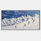 3D Snow Mountain Skier Texture Painting Snow Mountain Skier Texture Canvas Wall Art Decoration Hanging Painting