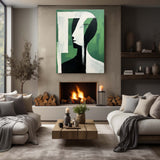 White and Green Abstract Art on Canvas White and Green Minimalist Abstract Wall Painting Texture Art
