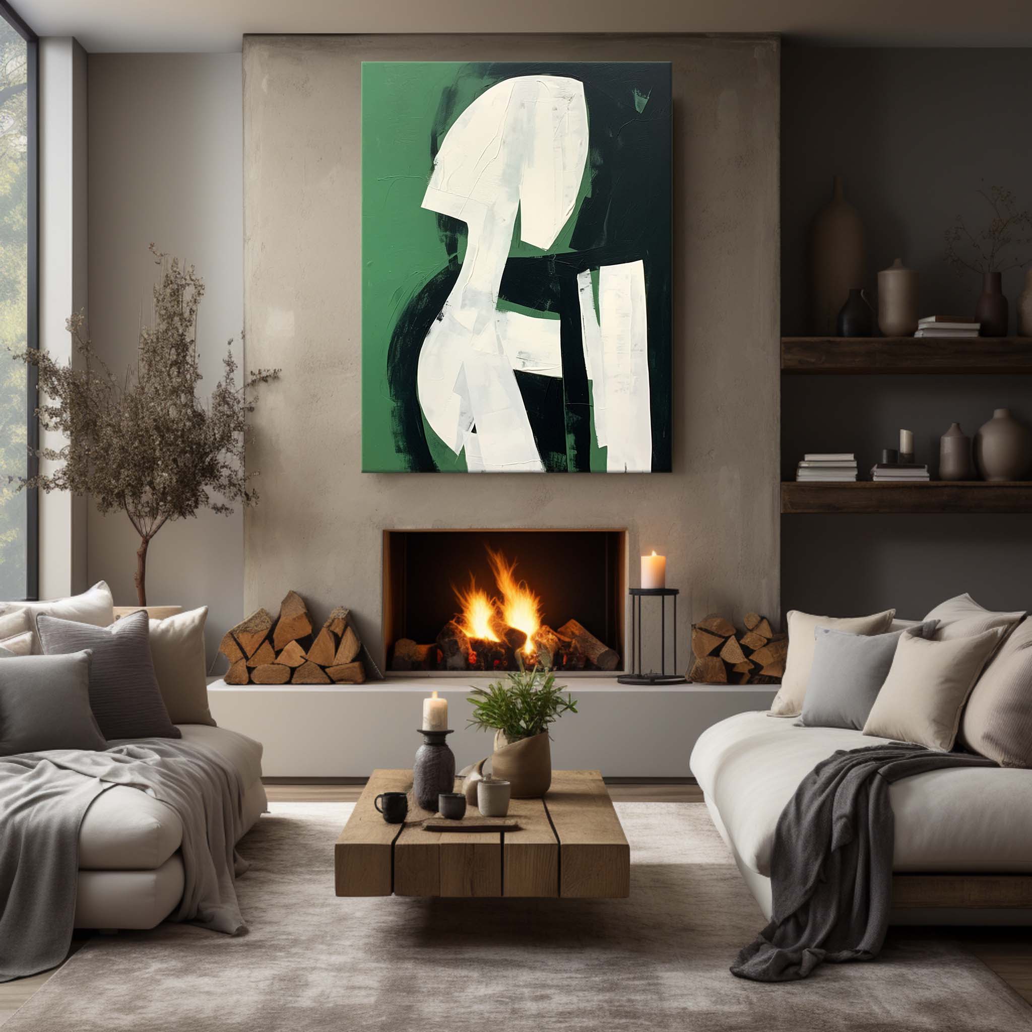 White And Green Abstract Art White And Green Minimalist Art On Canvas White And Green Wall Art