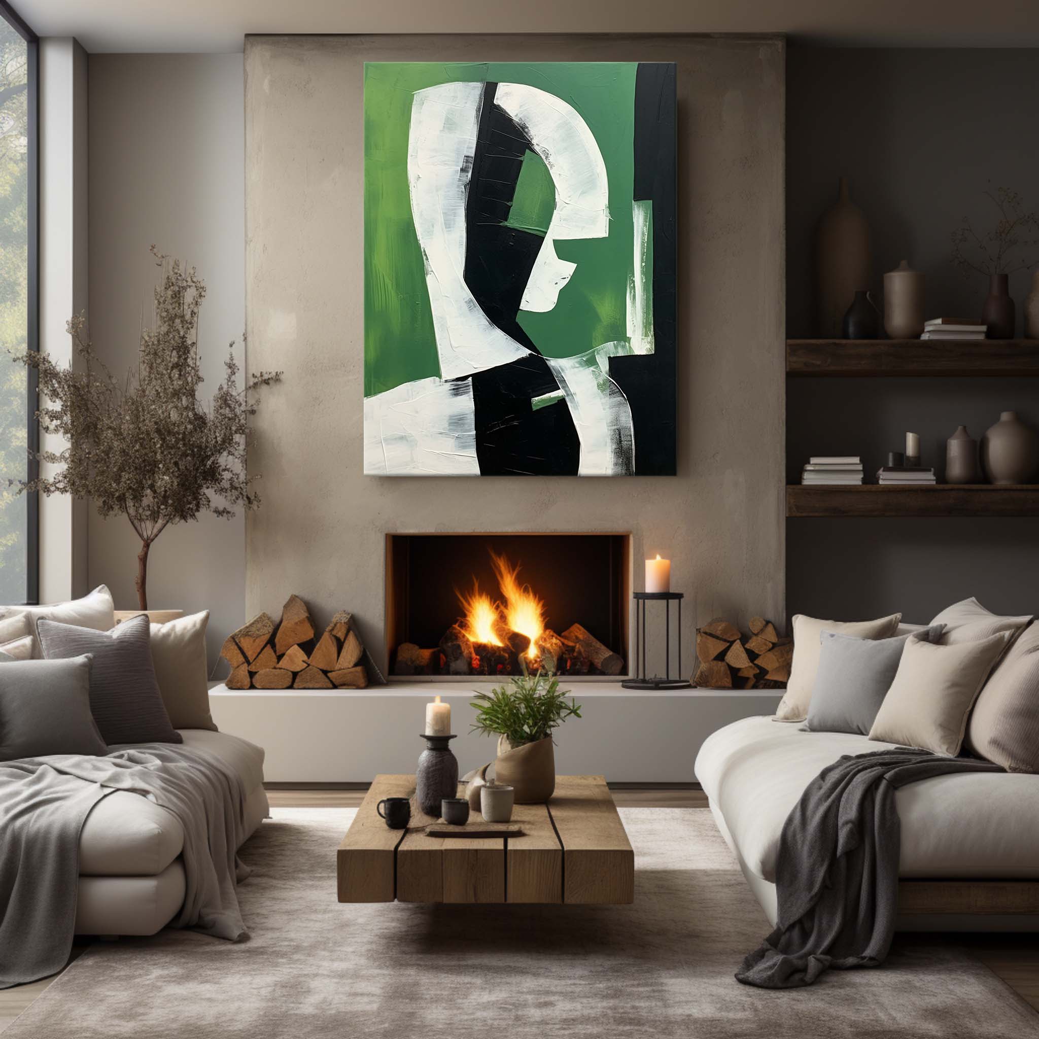 Green Contemporary Minimalist Art Canvas Green Abstract Minimalist Oil Painting Green Abstract Art