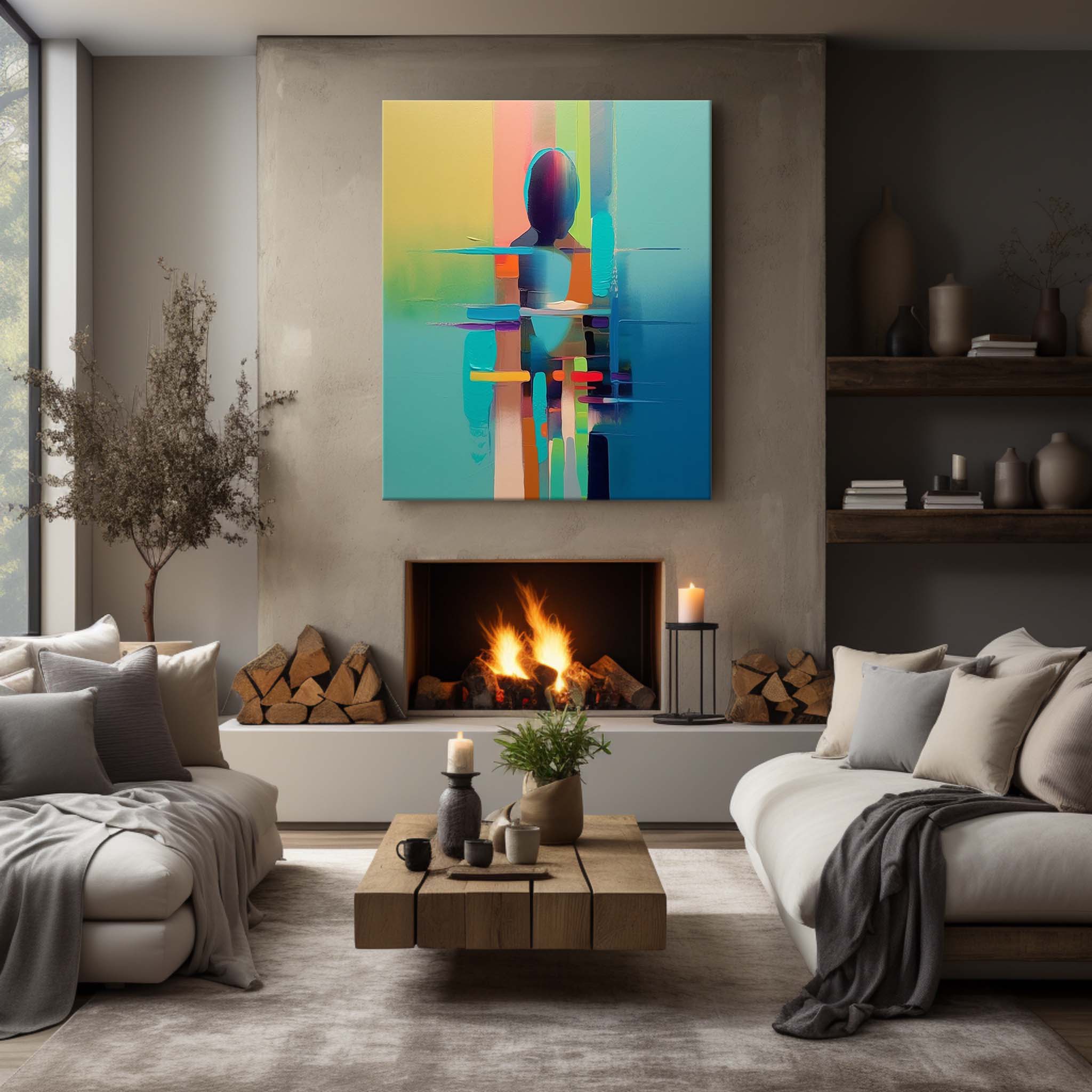 Large Palette Abstract Woman Art on Canvas Original Palette Art Bathroom Wall Art Decor For Sale