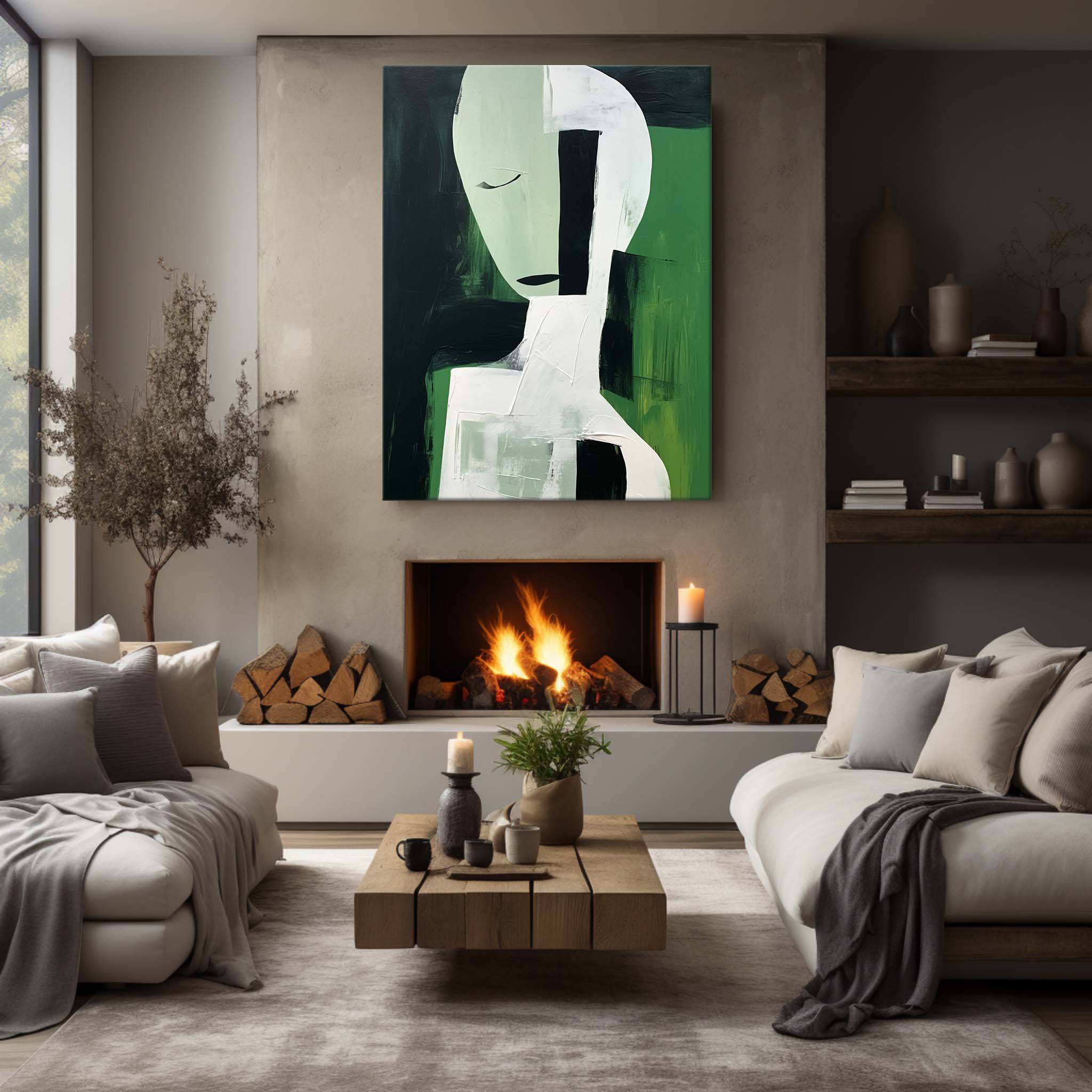 White and Green Textured Abstract Art White and Green Original Contemporary Abstract Canvas Art