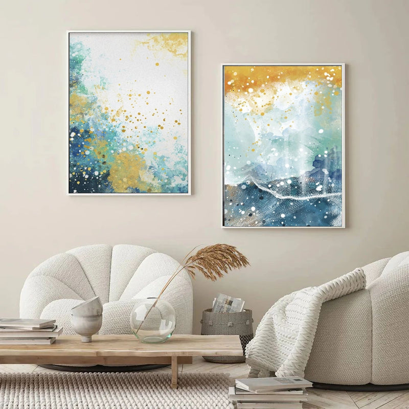 Colorful abstract art set of 2 for sale Colorful abstract wall art Colorful canvas oil painting