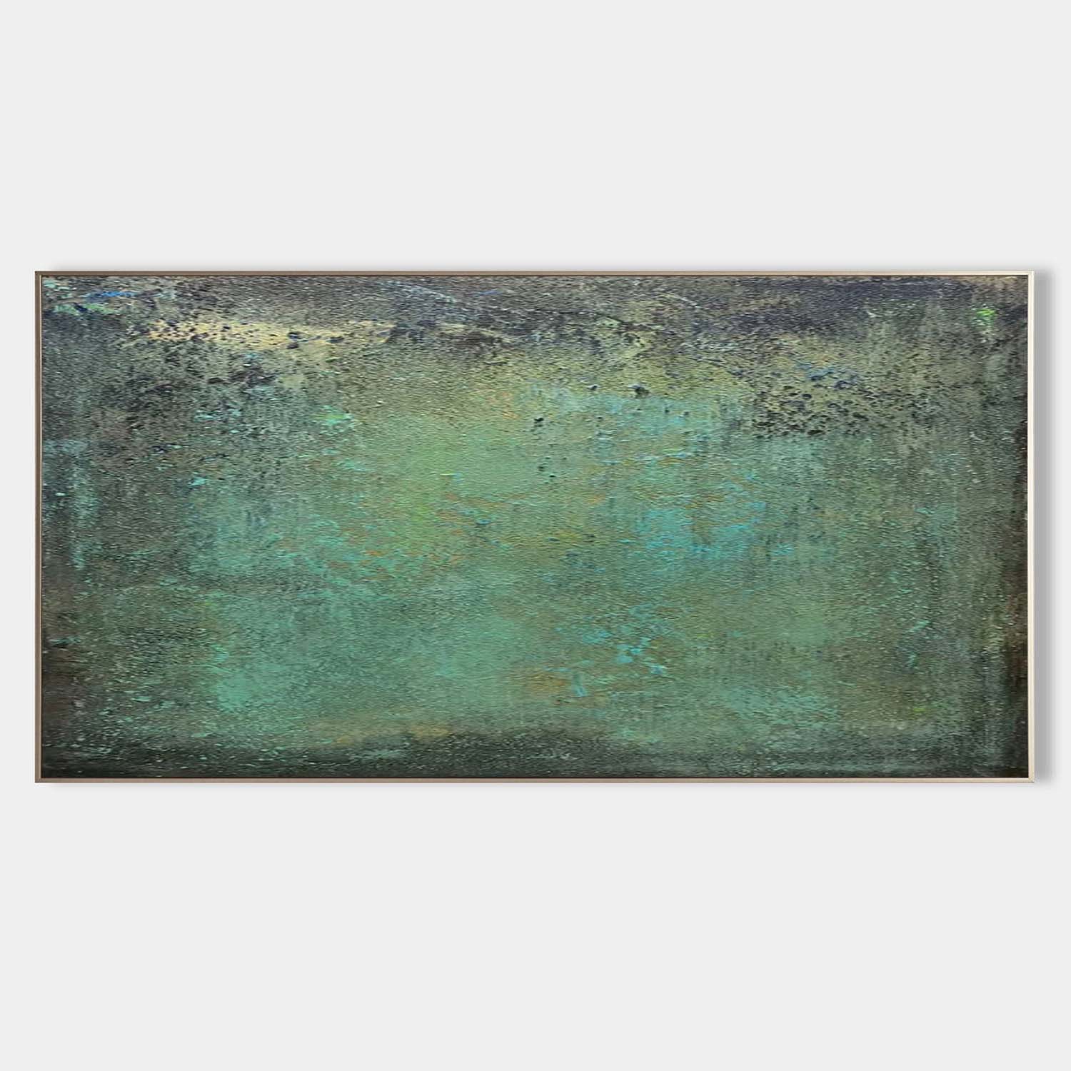 Large Green Textured Abstract Canvas Wall Art Green Minimalist Textured Painting Green Abstract Art for Sale