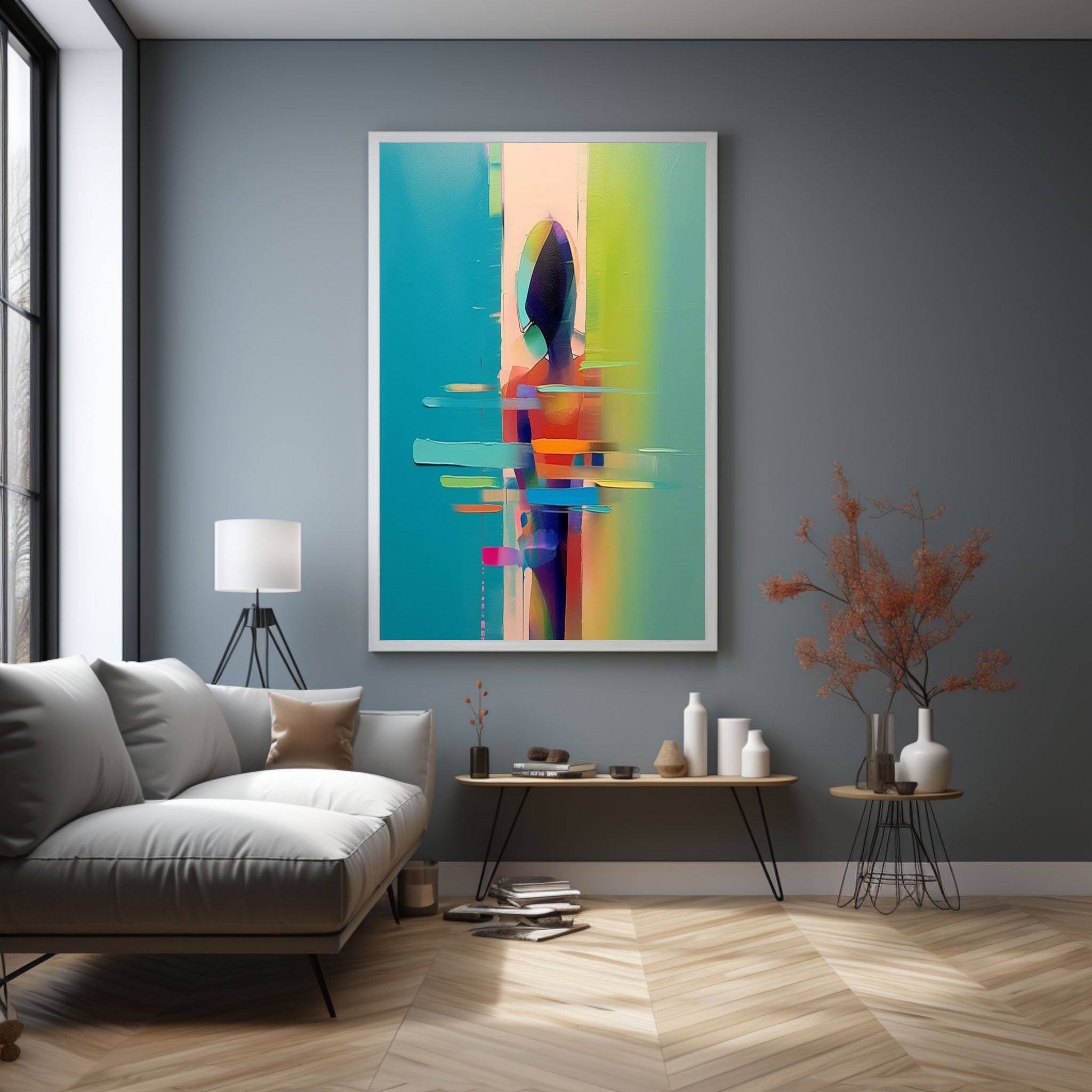 Colorful Abstract People Back View Oil Painting Textured Canvas Wall Art Abstract People Palette Art