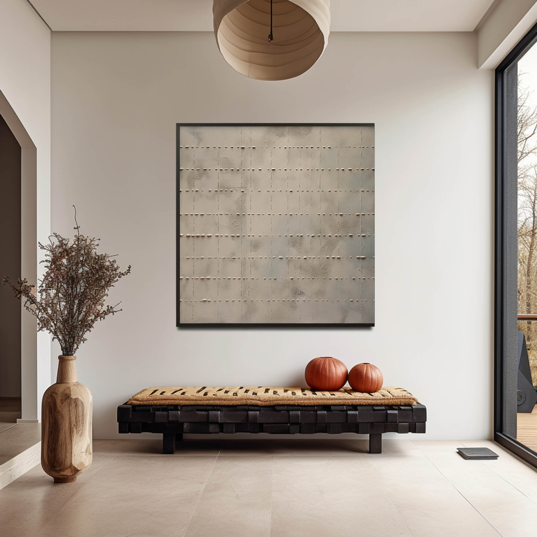 Wabi Sabi Canvas Wall Art Decor Large Gray 3D Texture Abstract Art Gray Minimalist Wall Painting