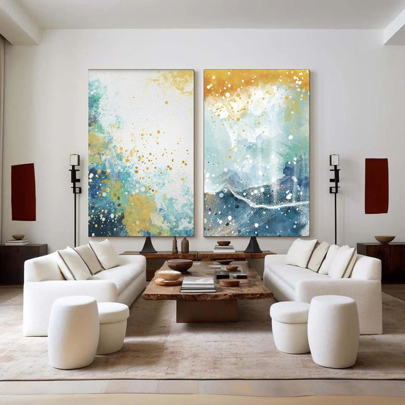 Colorful abstract art set of 2 for sale Colorful abstract wall art Colorful canvas oil painting