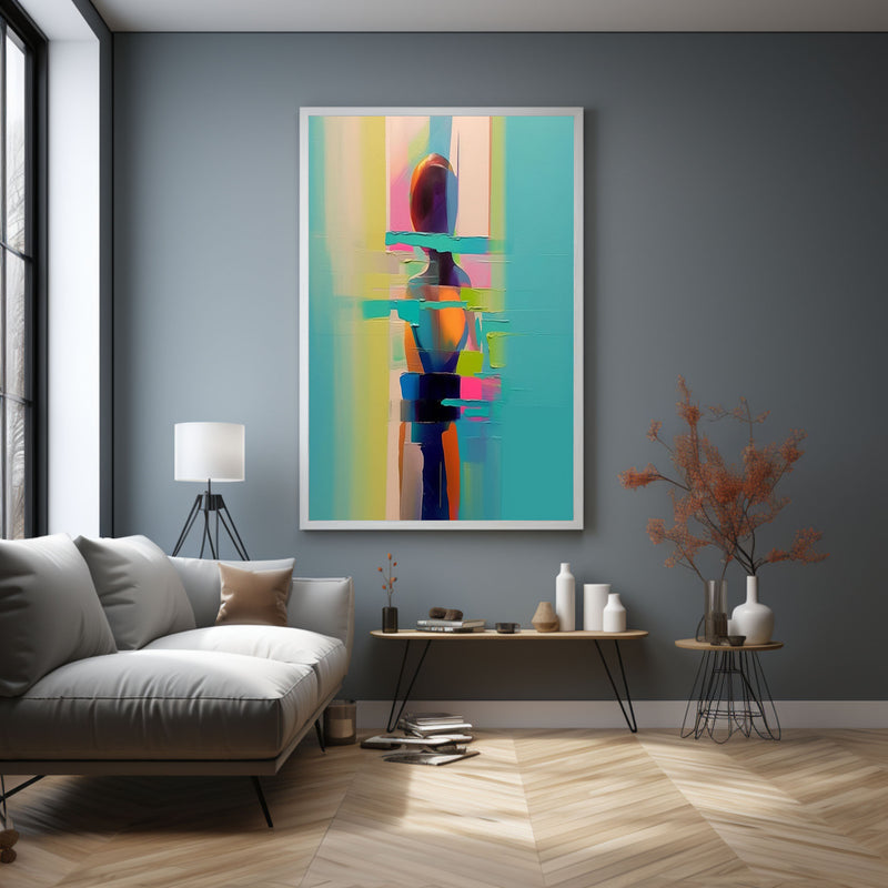 Colorful Abstract People Back View Oil Painting Palette Girl Abstract Canvas Art Bedroom Wall Decor