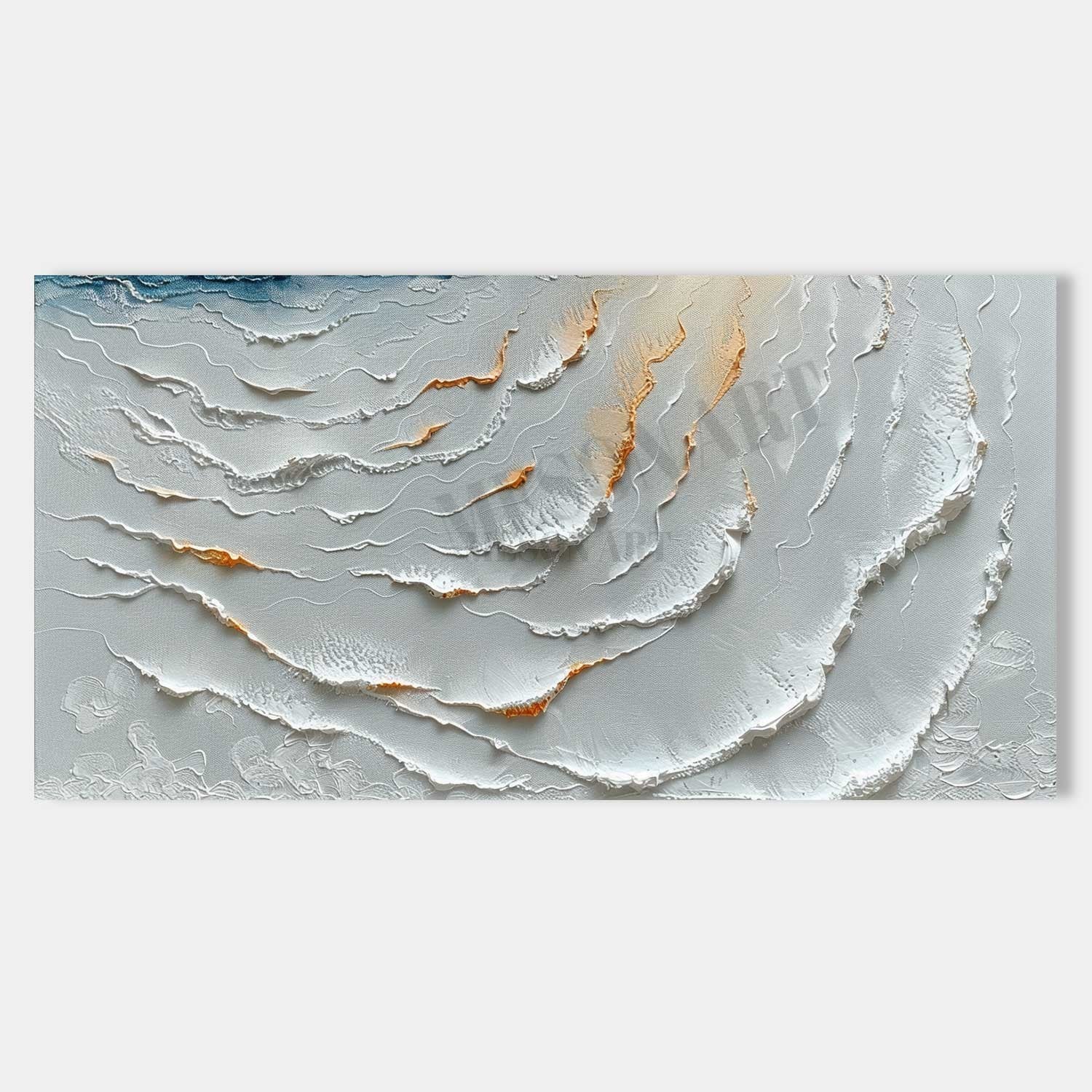 Large 3D White Ocean Wave Texture Painting White Ocean Wave Canvas Wall Art White Plaster Texture Painting