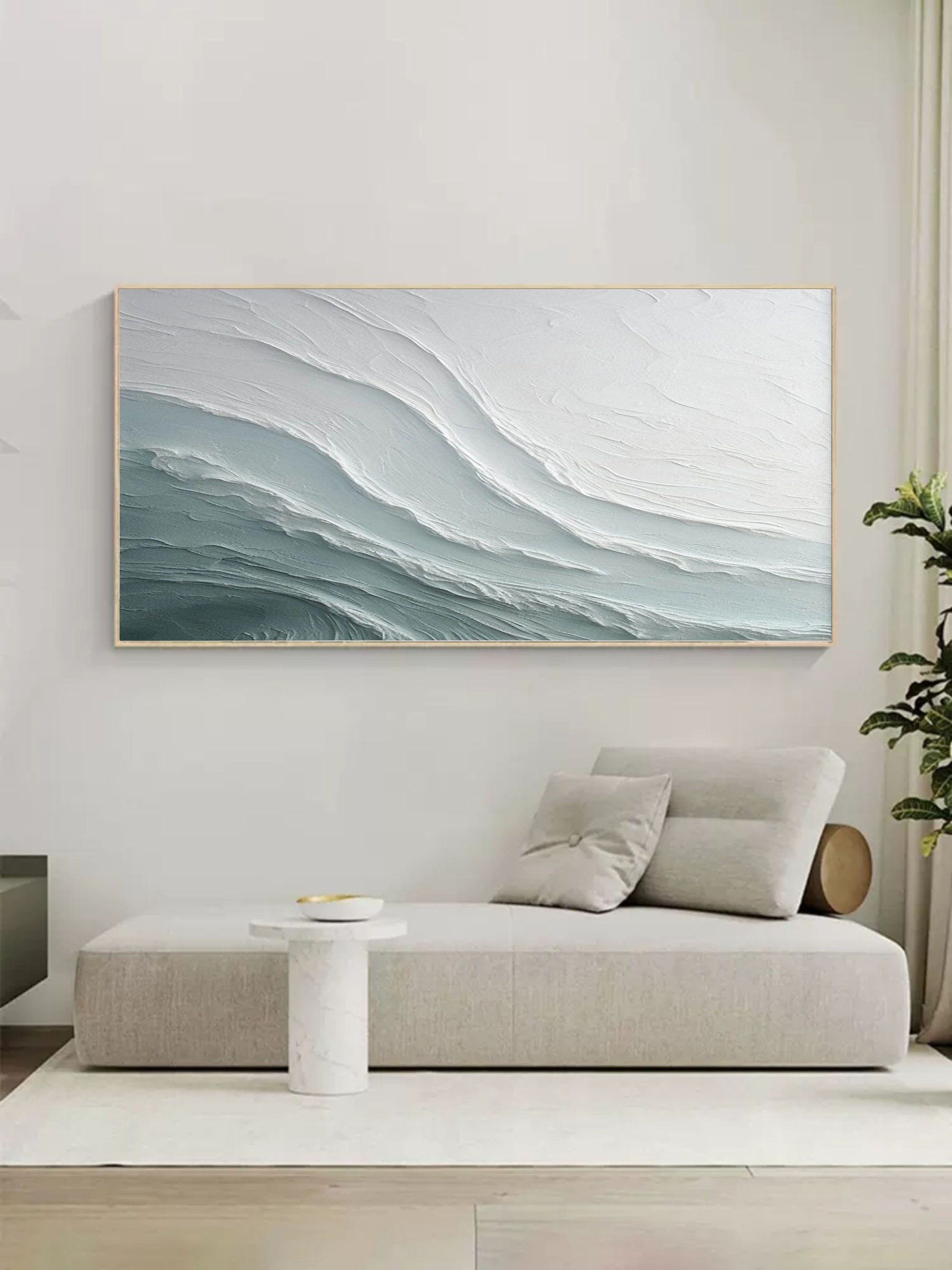 Large Sea Canvas Wall Art Blue Sea Abstract Art Wave Living Room Wall Decoration Hanging Painting