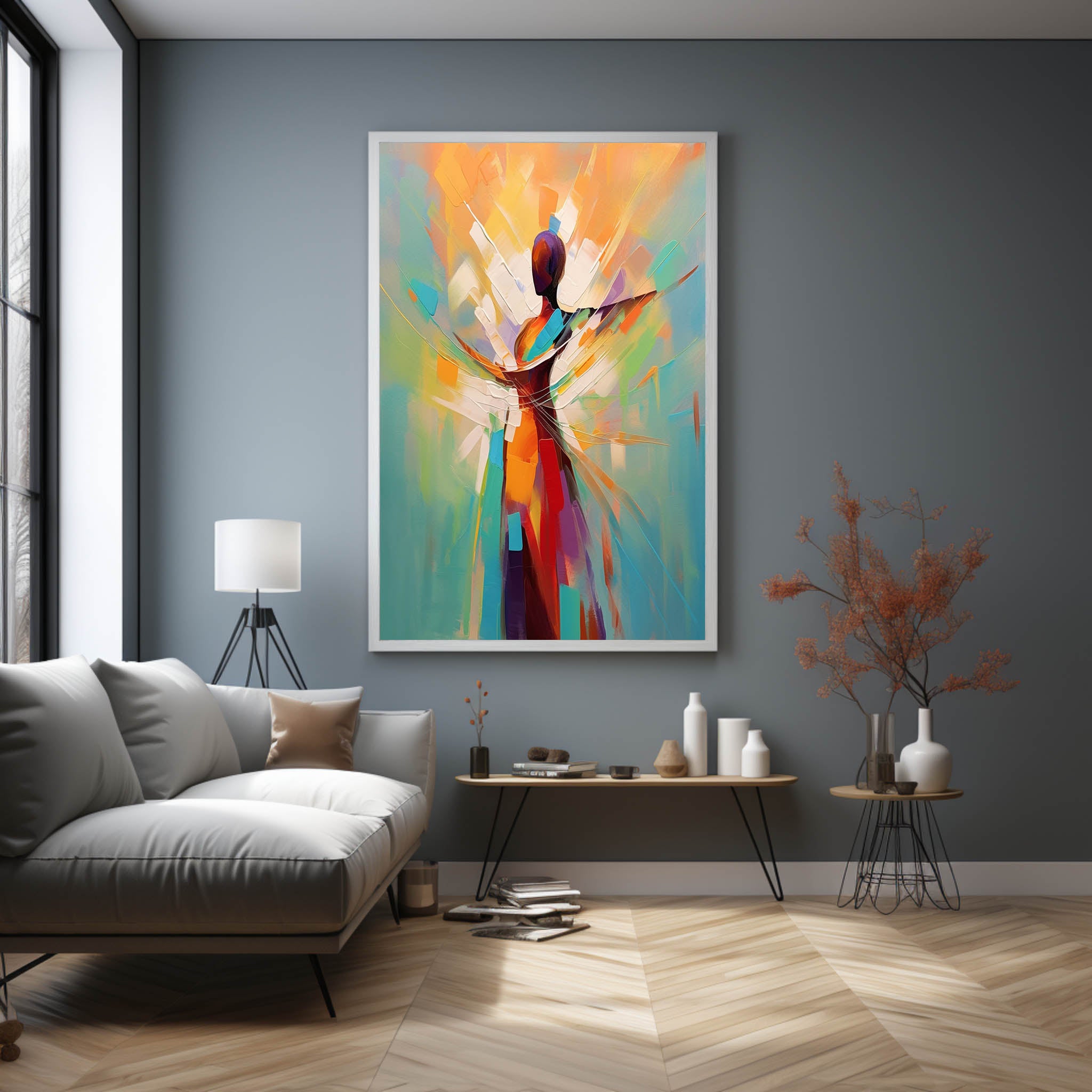 Palette Woman Oil Painting Palette Model Canvas Art Abstract People Art on Canvas Colorful Wall Art