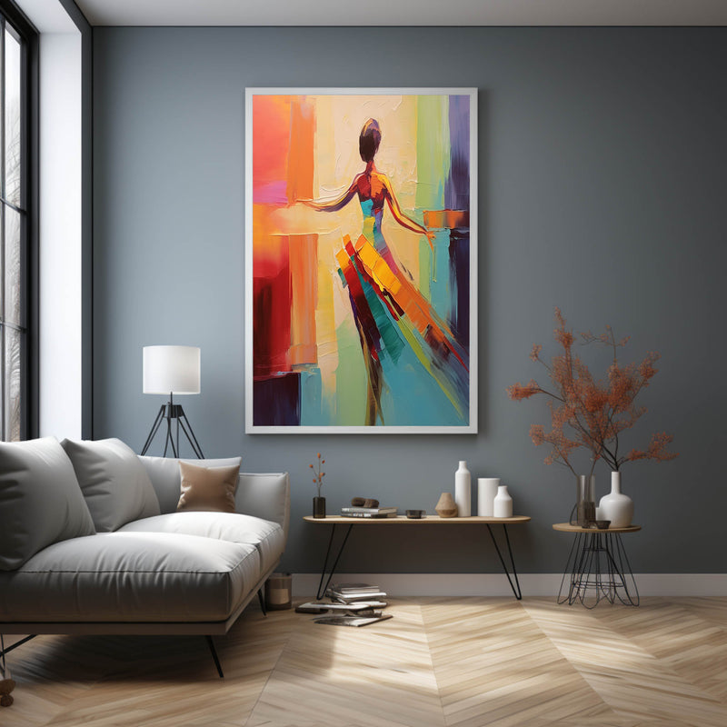 Large Elegant Girl Dancer Palette Canvas Painting Dancing Woman Texture Art Bedroom Decor Painting