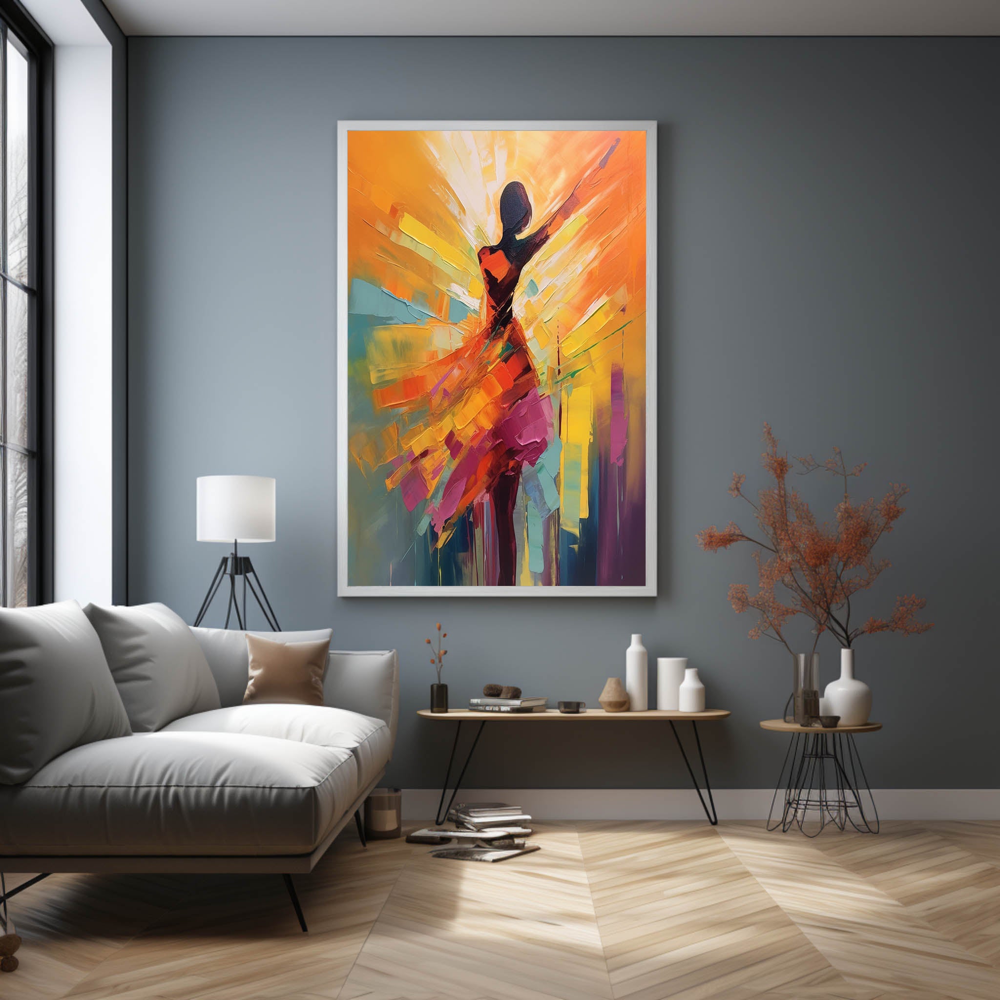 Abstract Dancer Back View Palette Canvas Art Abstract Dancing Woman Texture Wall Art Decoration