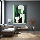 Green and White Minimalistic Wall Art Green and White Minimalist Wall Painting Green Abstract Art