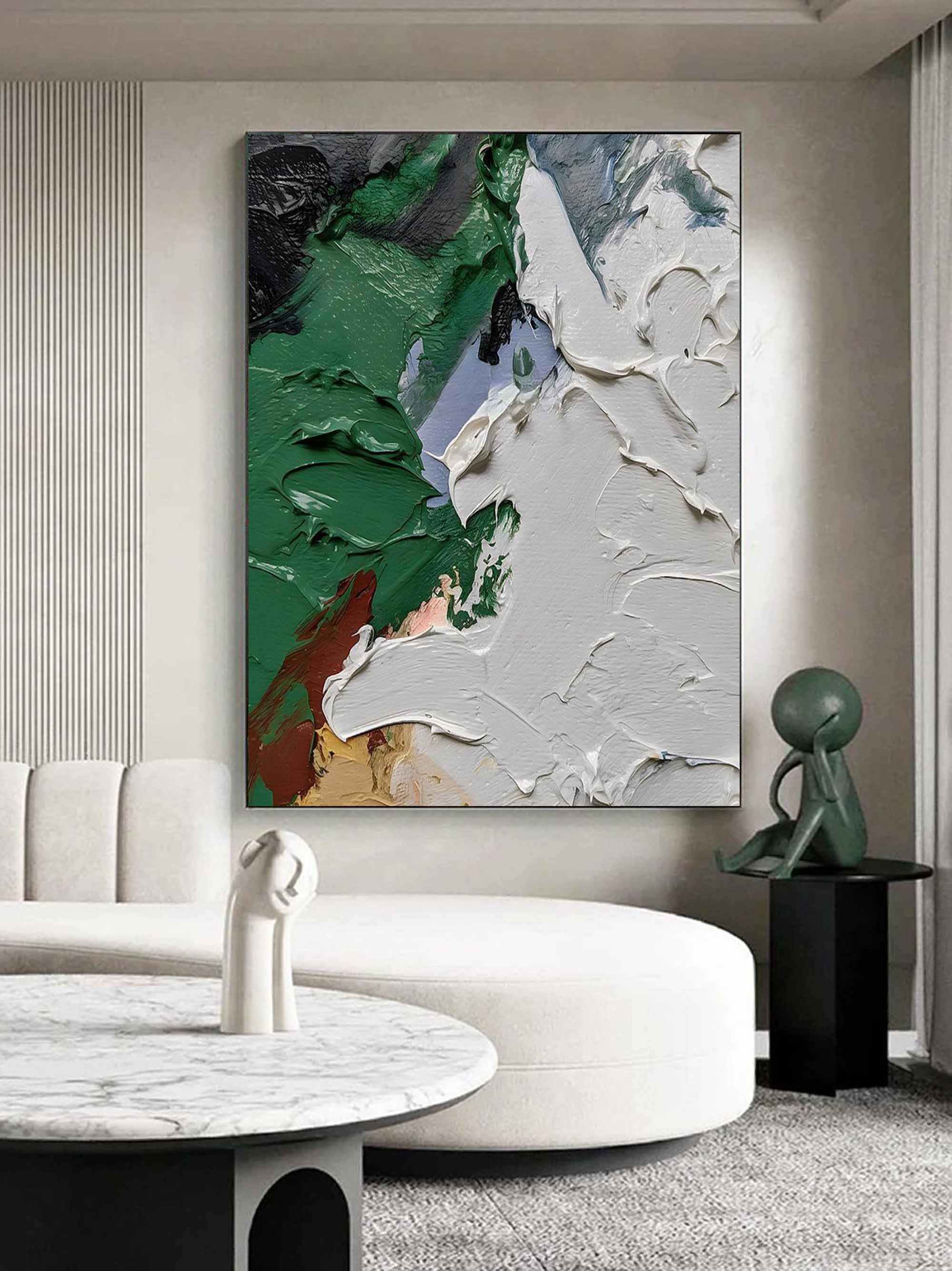 3D Green and White Abstract Canvas Art Green and White Textured Abstract Art Textured Wall Art