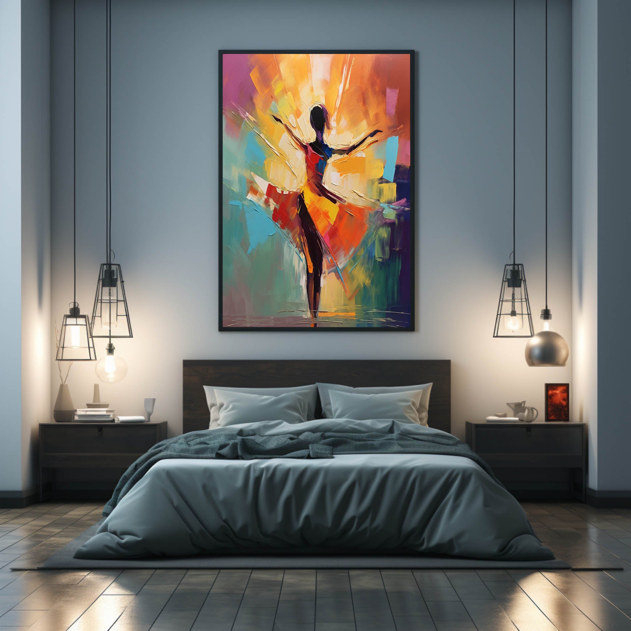 Dancing Girl Palette Art on Canvas Palette Dancing Girl Oil Painting Dancer Palette Wall Art Decor