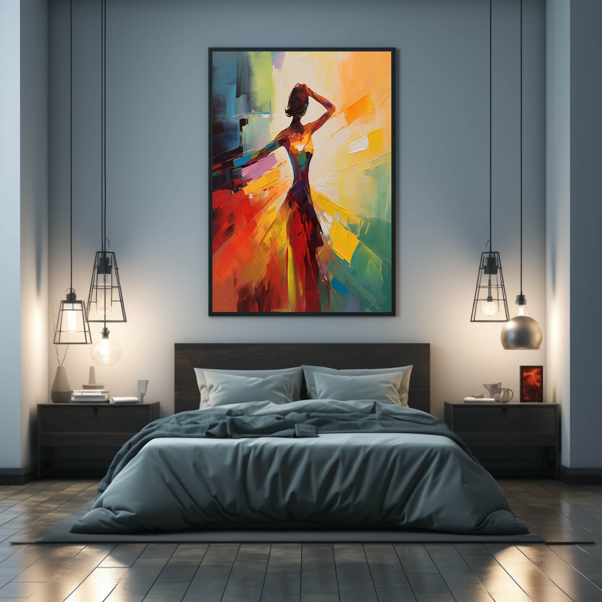 Abstract Dancing Beautiful Girl Oil Painting Dancing Woman on Canvas Dancing Lady Palette Wall Art