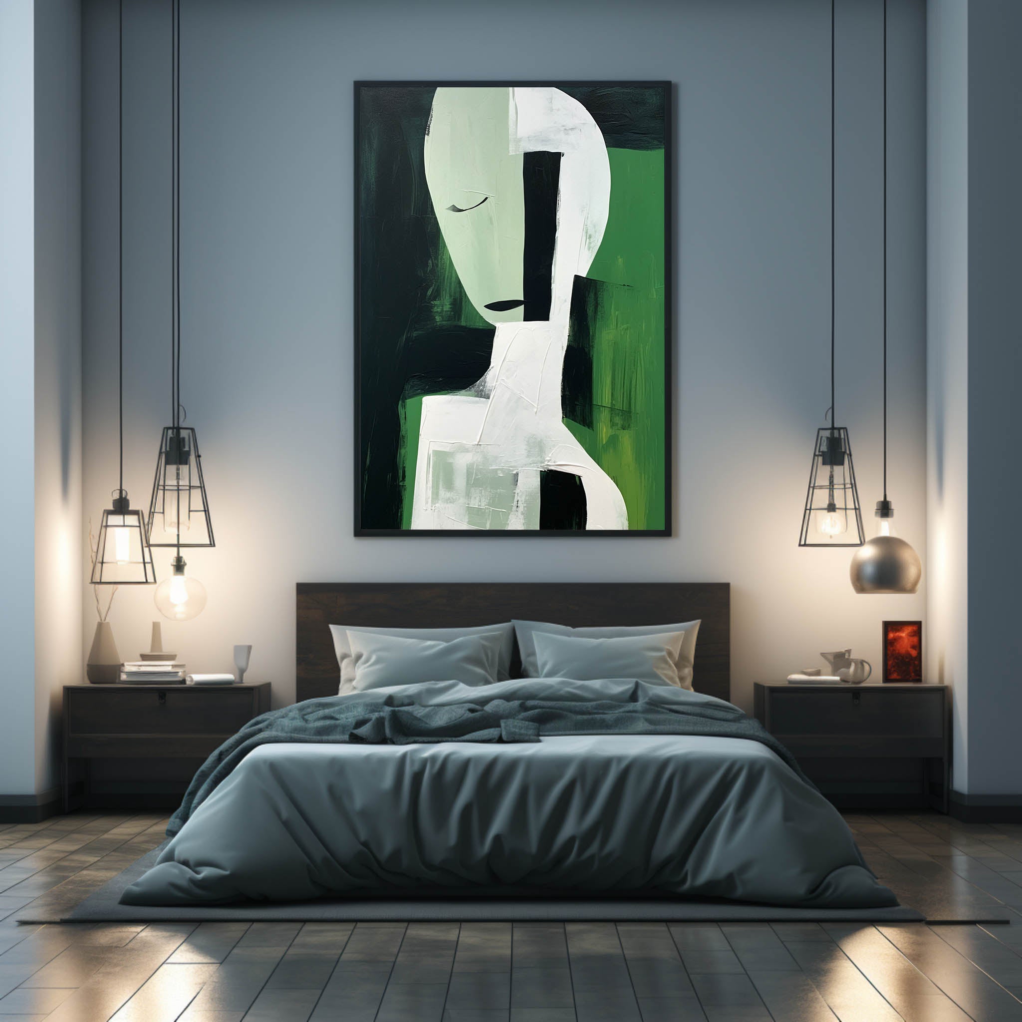 White and Green Textured Abstract Art White and Green Original Contemporary Abstract Canvas Art