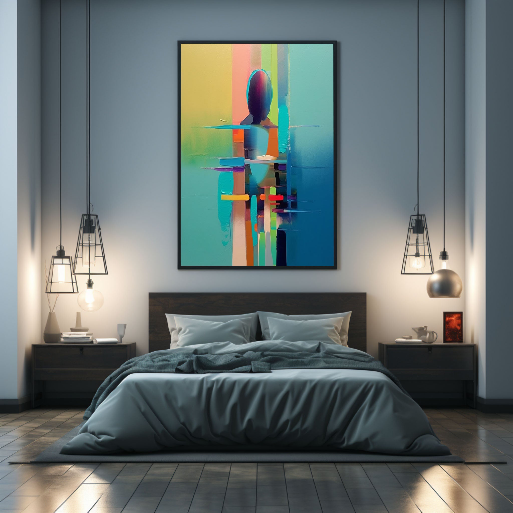 Large Palette Abstract Woman Art on Canvas Original Palette Art Bathroom Wall Art Decor For Sale