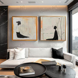 Modern Minimalist Art Set Of 2, Minimalist Abstract Art For Couples, 2-Piece Set Of Beige Bedroom Minimalist Wall Art