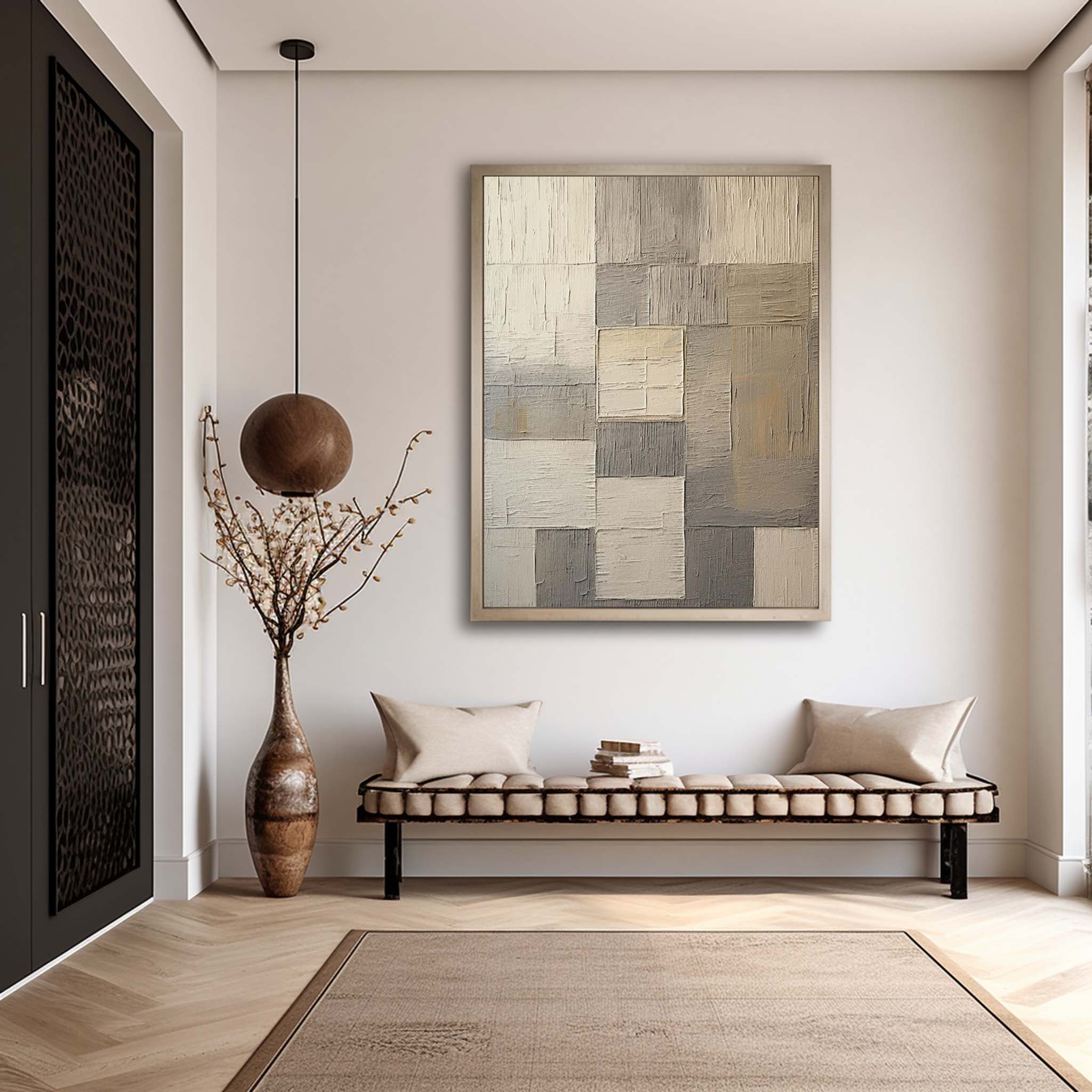 Beige and Brown Minimalist Abstract Art Minimalist Textured Wall Art Beige and Brown Canvas Painting