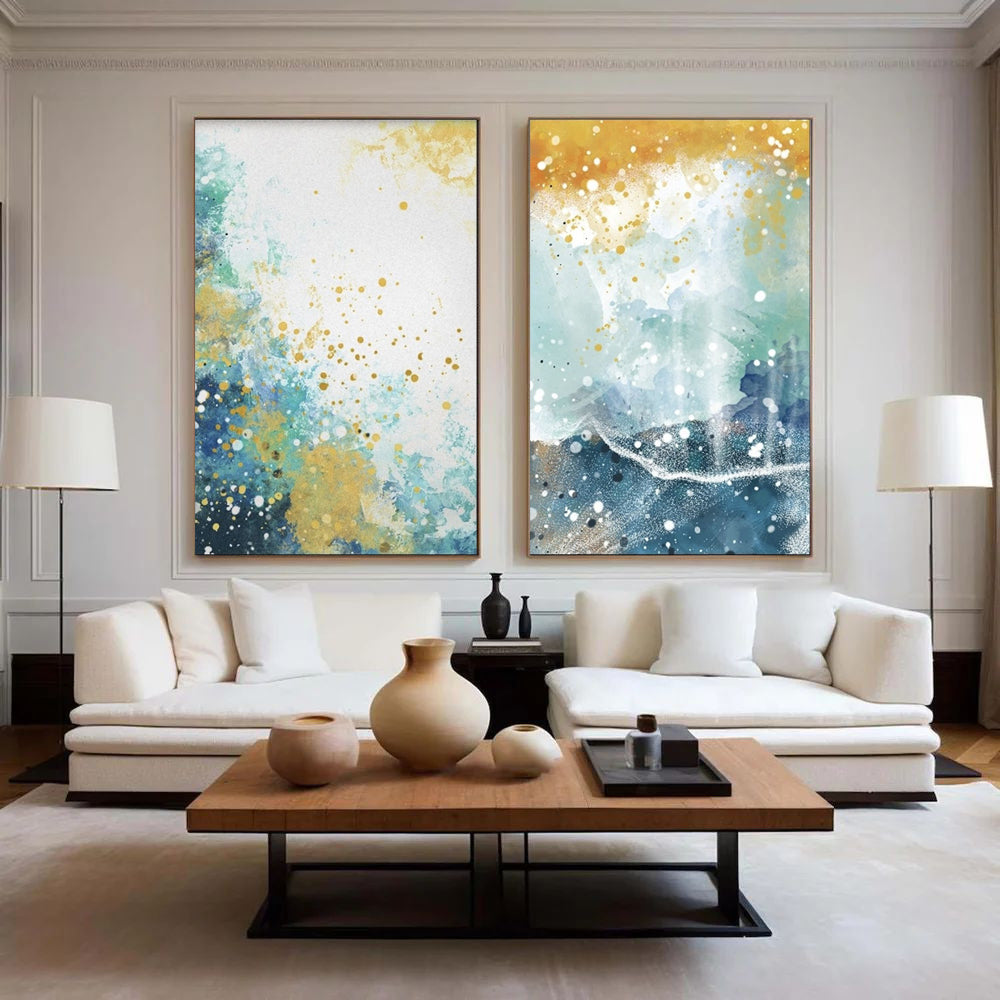 Colorful abstract art set of 2 for sale Colorful abstract wall art Colorful canvas oil painting