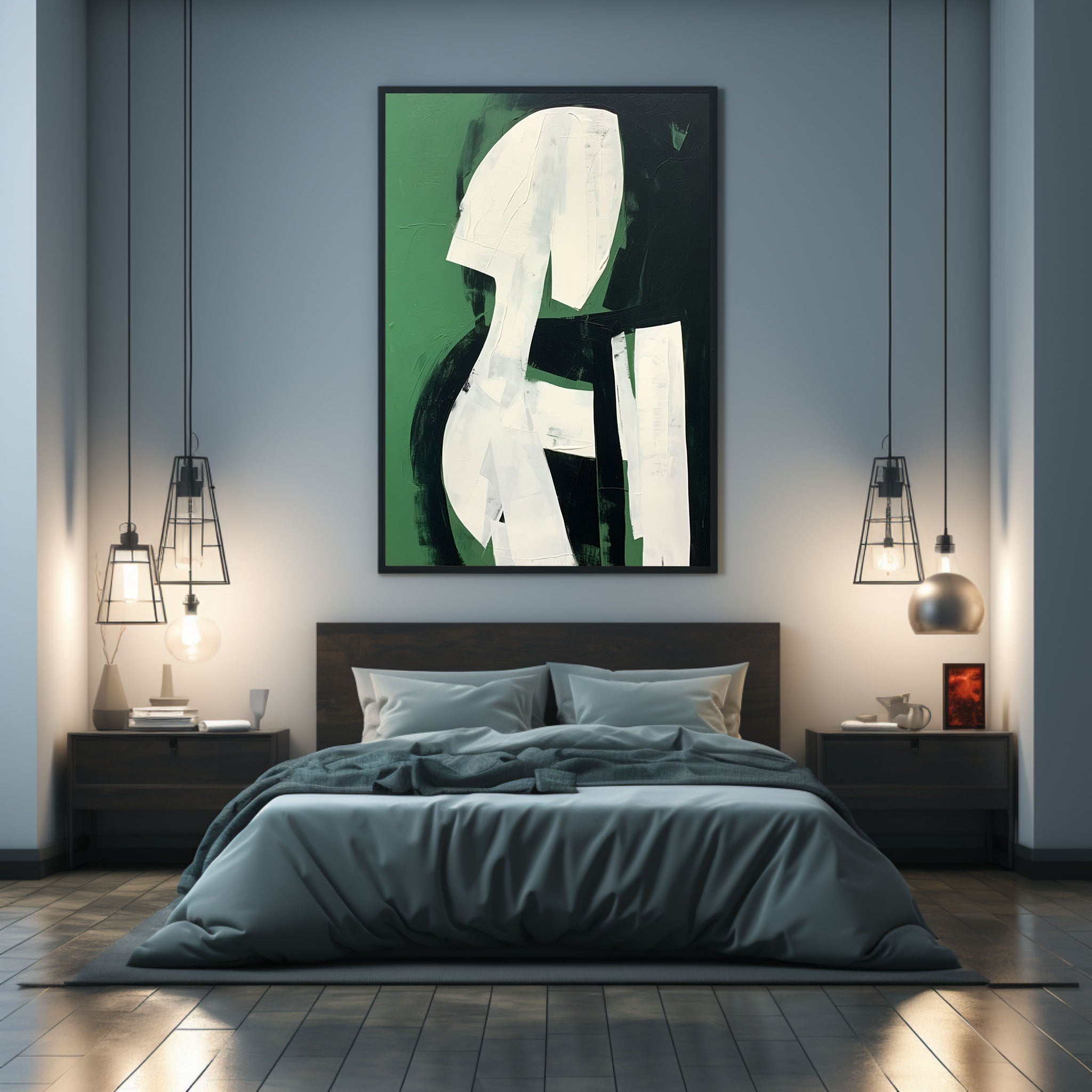 White And Green Abstract Art White And Green Minimalist Art On Canvas White And Green Wall Art