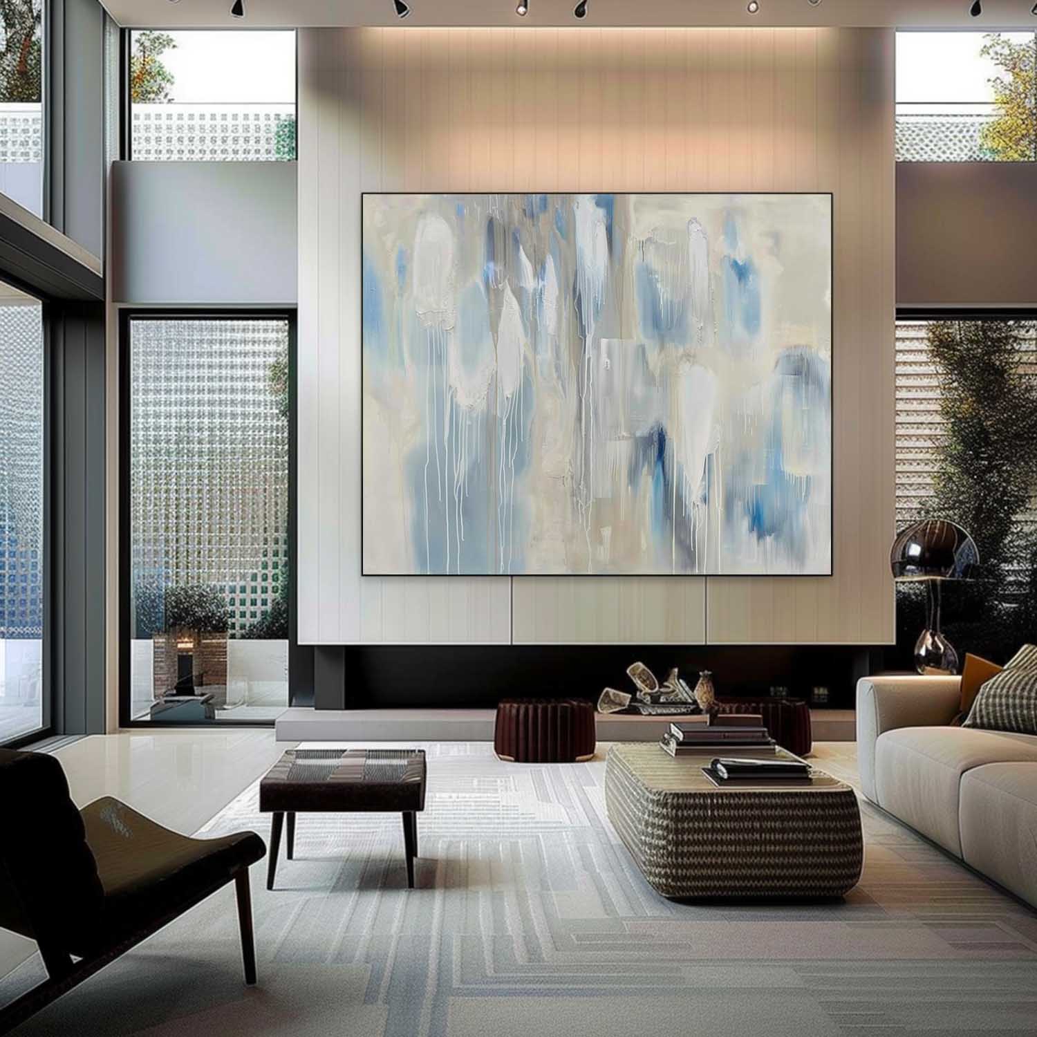 60*40 Beige and Blue Abstract Art for Sale Beige and Blue Abstract Canvas Wall Art Decoration