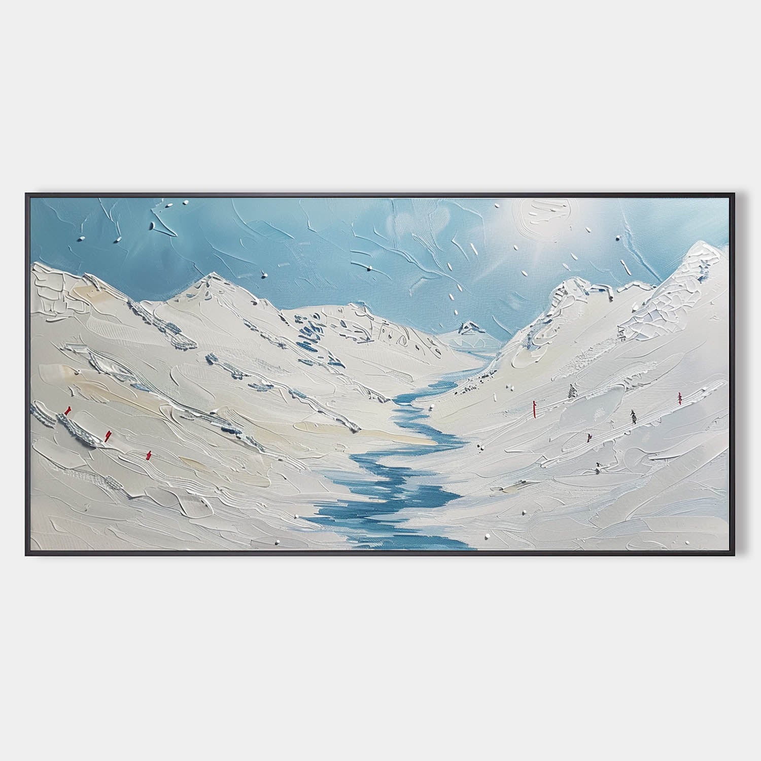 Large White Glacier Oil Painting White Plaster Texture Art On Canvas White Glacier Wall Art Decor