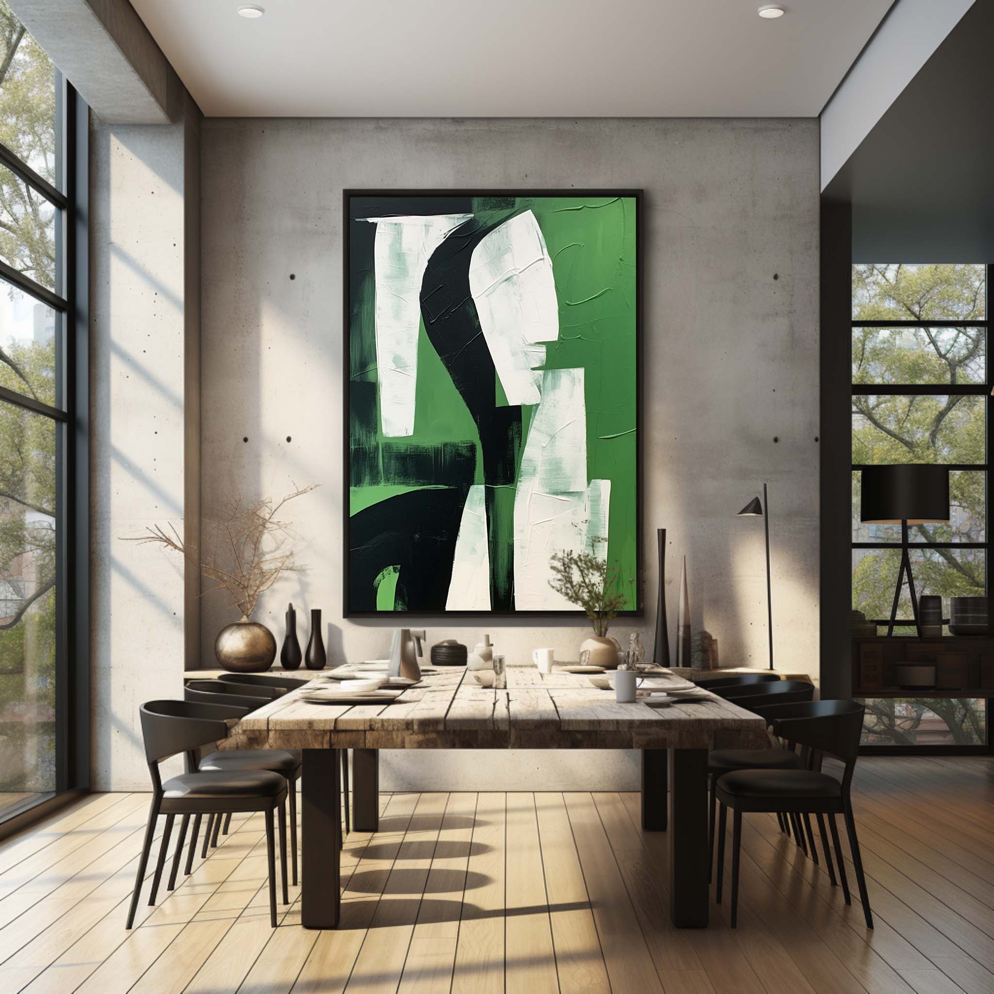 Green Contemporary Minimalist Art Green Abstract Minimalist Oil Painting Green Abstract Art Canvas