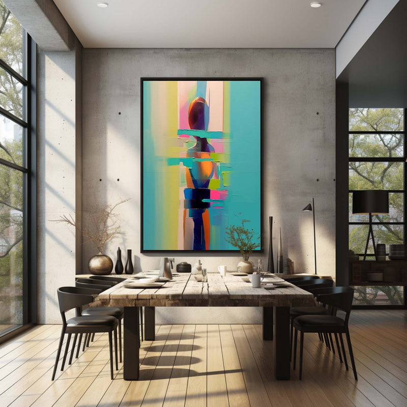 Colorful Abstract People Back View Oil Painting Palette Girl Abstract Canvas Art Bedroom Wall Decor