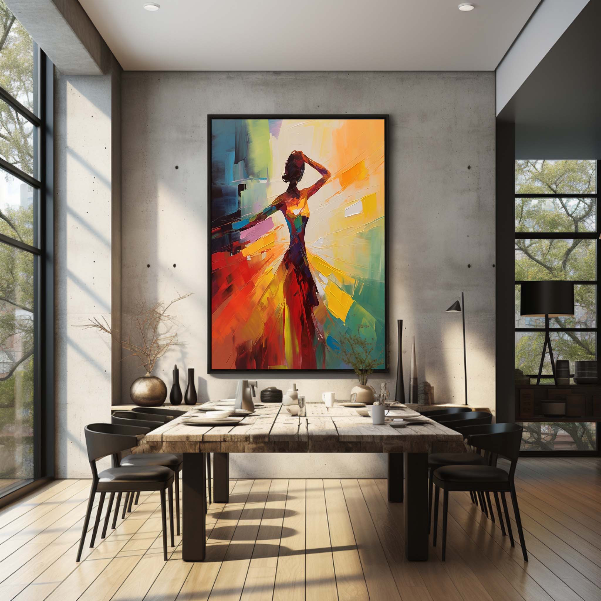 Abstract Dancing Beautiful Girl Oil Painting Dancing Woman on Canvas Dancing Lady Palette Wall Art