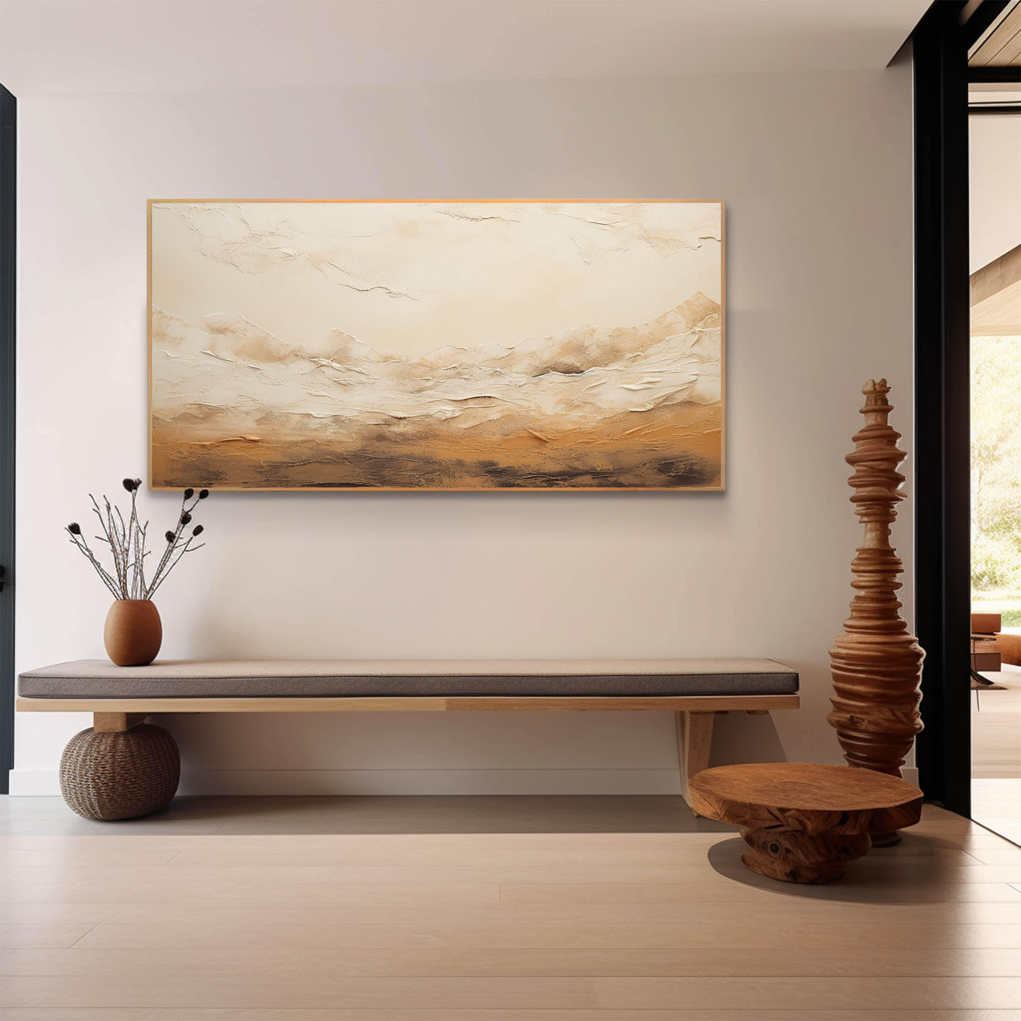 Large 3D Beige Abstract Texture Painting Wabi Sabi Wall Art Decor Beige Abstract Art On Canvas