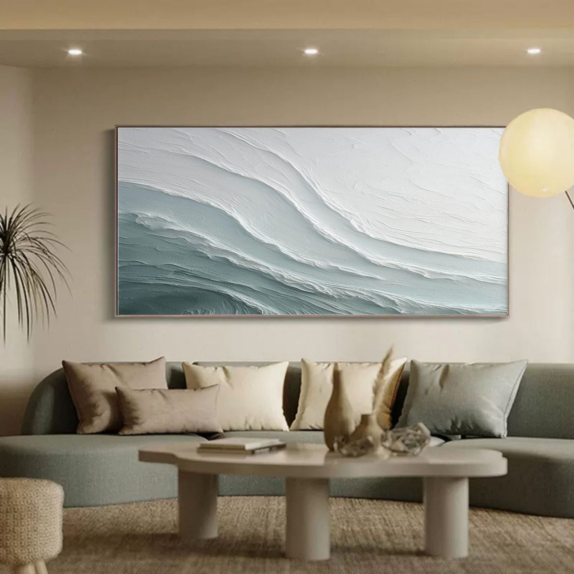 Large Sea Canvas Wall Art Blue Sea Abstract Art Wave Living Room Wall Decoration Hanging Painting