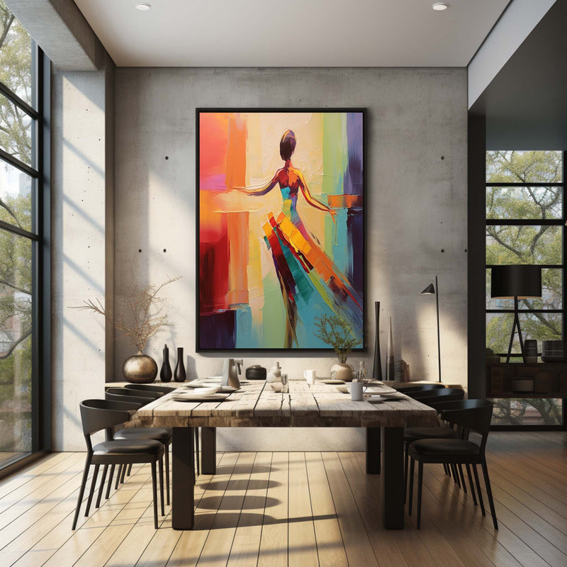 Large Elegant Girl Dancer Palette Canvas Painting Dancing Woman Texture Art Bedroom Decor Painting