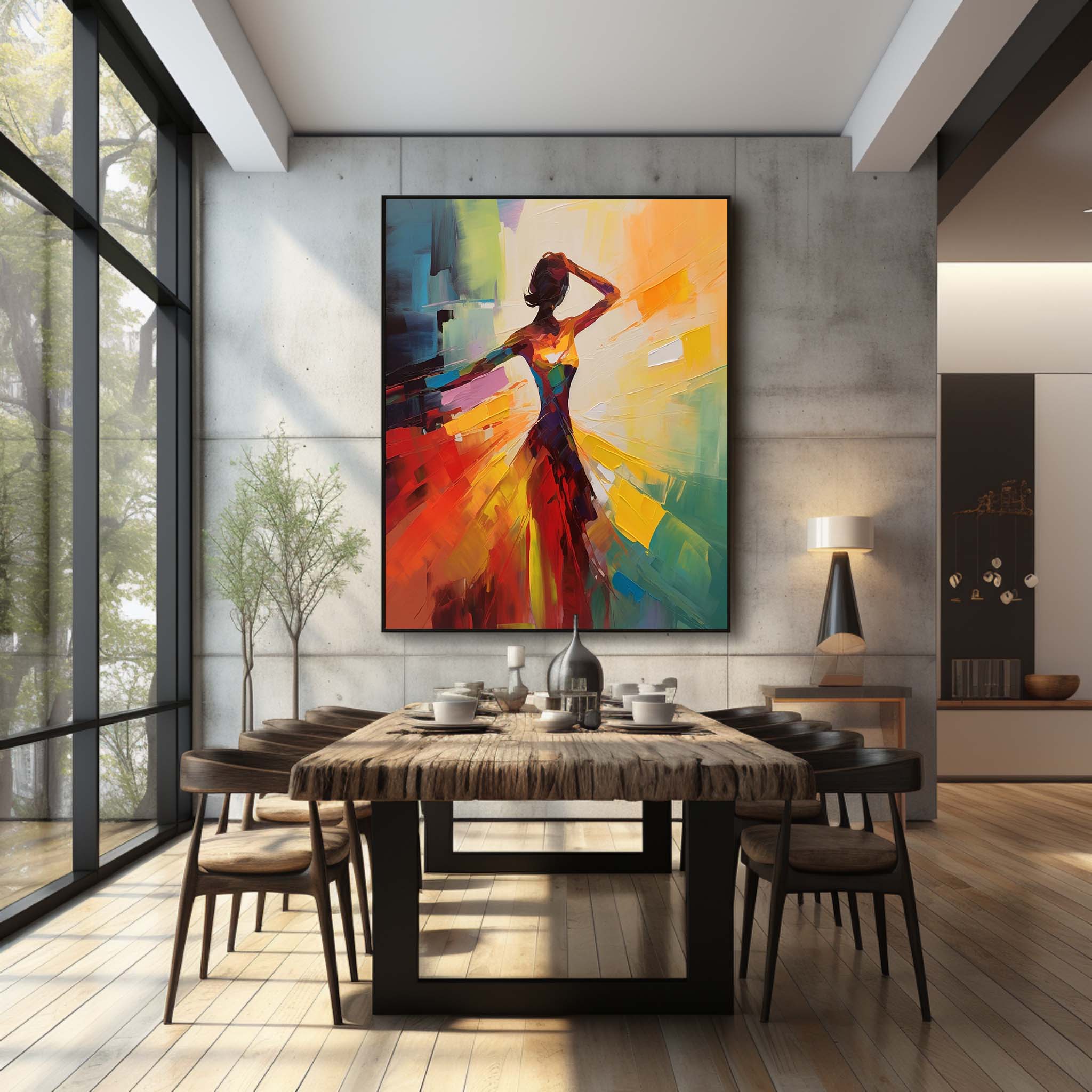 Abstract Dancing Beautiful Girl Oil Painting Dancing Woman on Canvas Dancing Lady Palette Wall Art