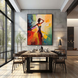 Abstract Dancing Beautiful Girl Oil Painting Dancing Woman on Canvas Dancing Lady Palette Wall Art