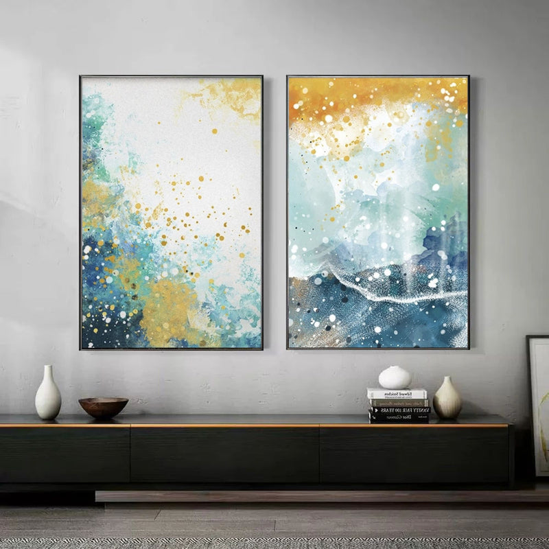 Colorful abstract art set of 2 for sale Colorful abstract wall art Colorful canvas oil painting