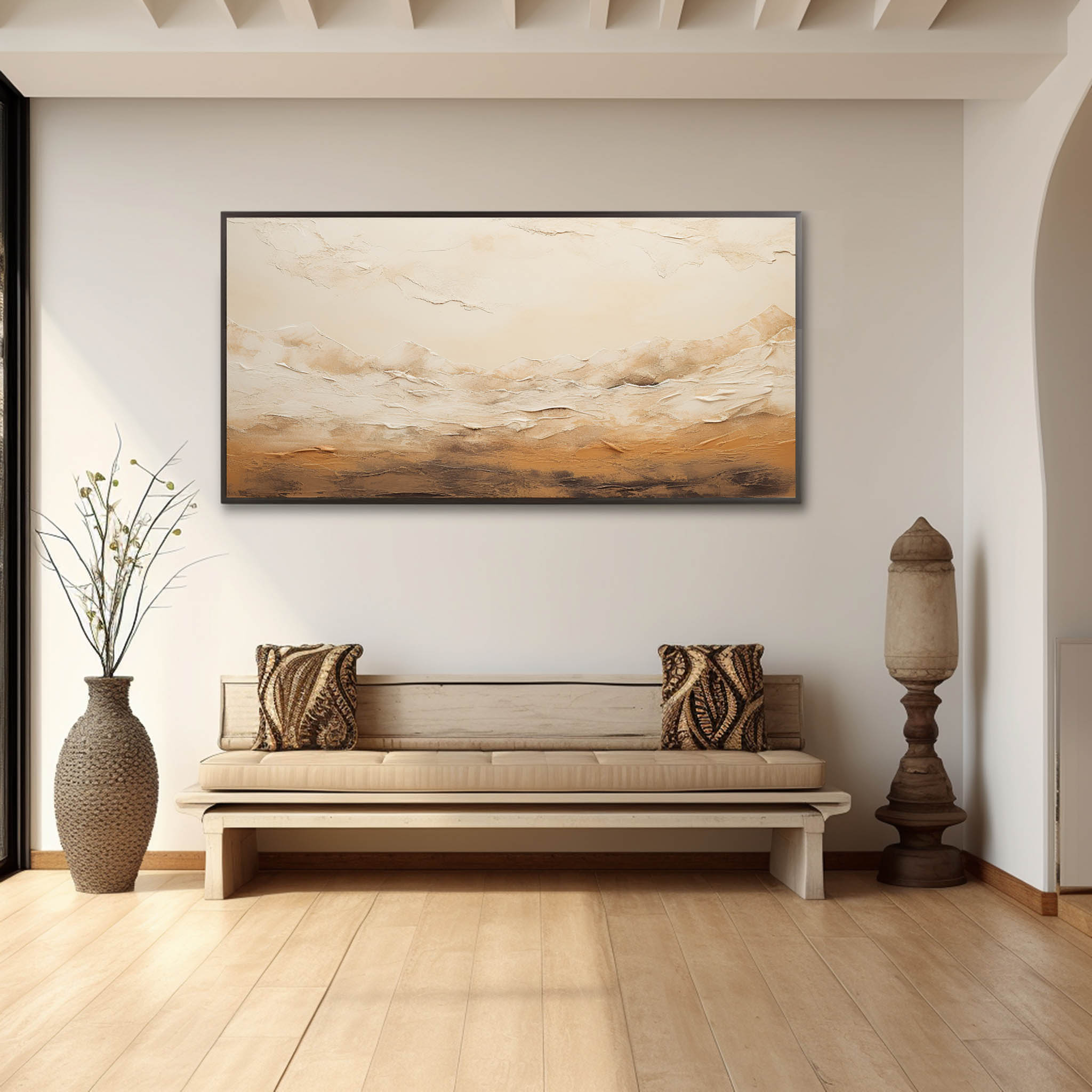 Large 3D Beige Abstract Texture Painting Wabi Sabi Wall Art Decor Beige Abstract Art On Canvas