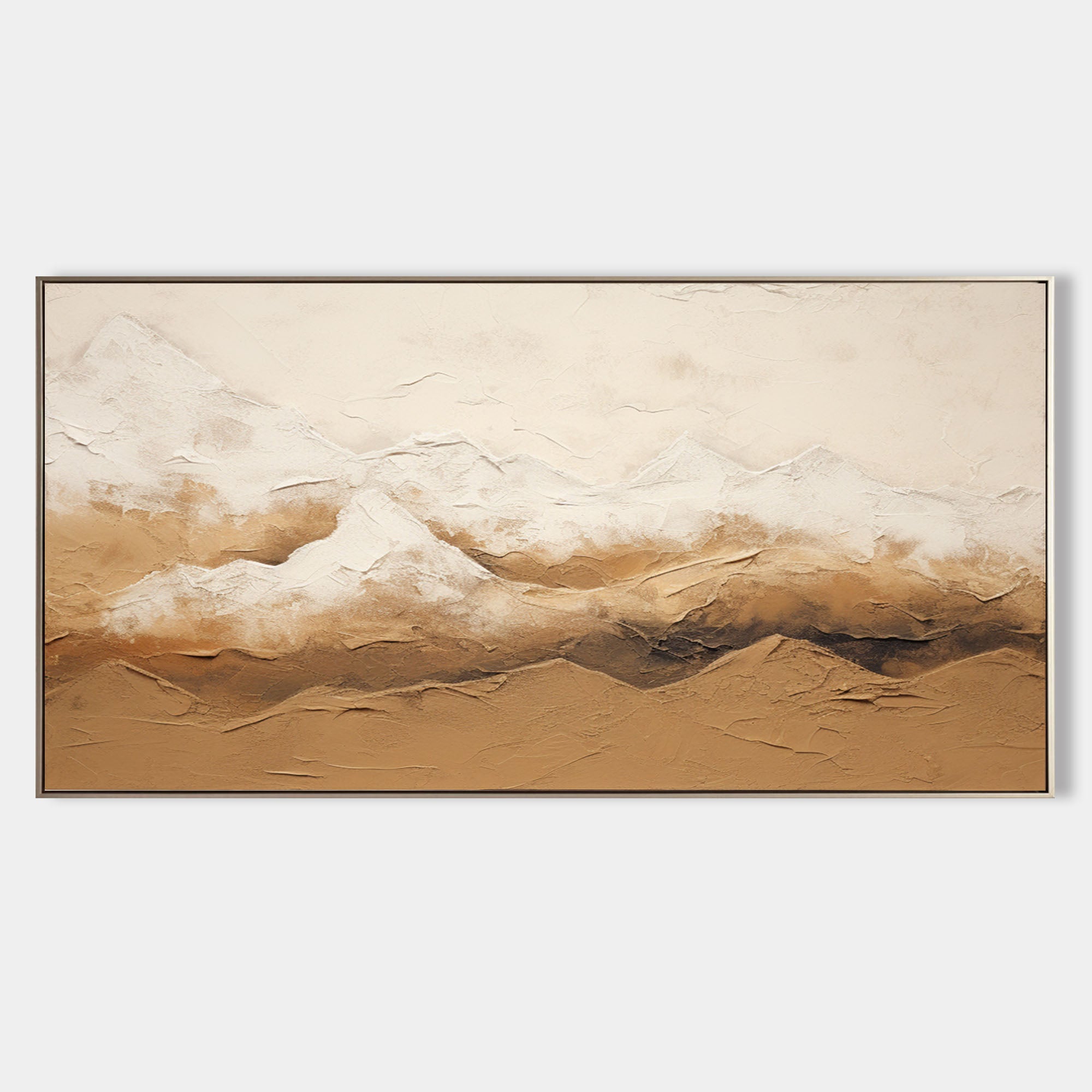 Large Brown and Beige Mountain Texture Painting Wabi Sabi Art Mountain Minimalist Canvas Wall Art