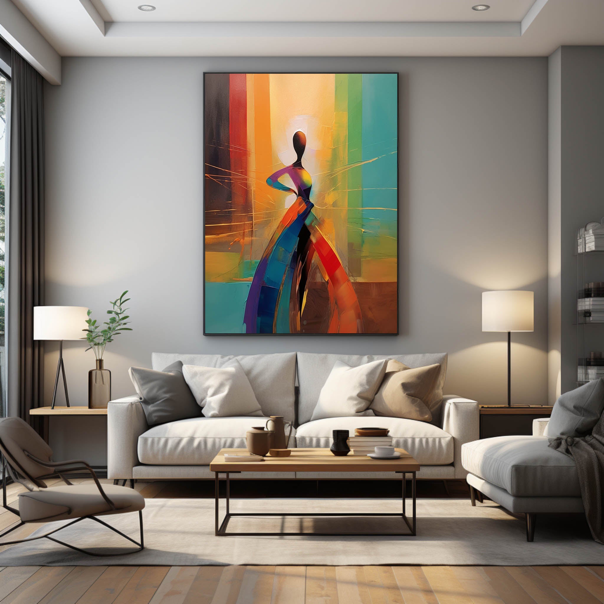 Abstract Woman Palette Oil Painting Dancing Woman Palette Canvas Art Dancing Girl on Canvas