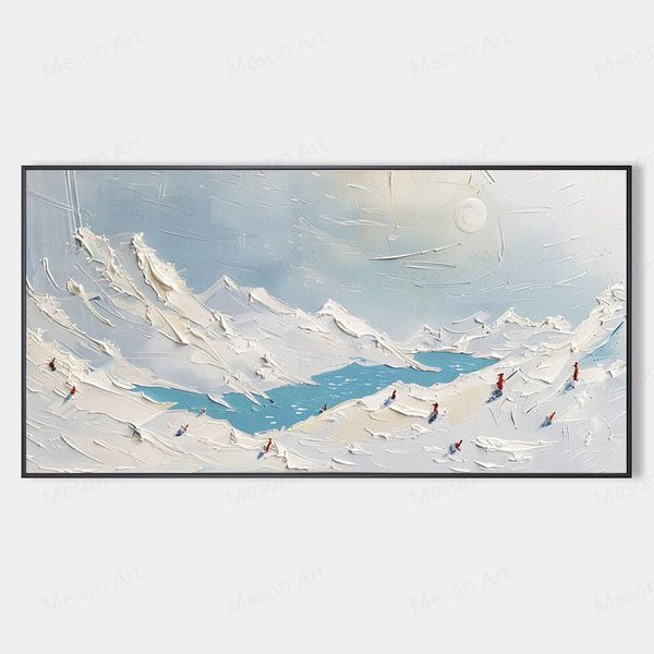 Large Glacial Lake Texture Painting Glacial Lake Canvas Wall Art Plaster Canvas Art for Sale