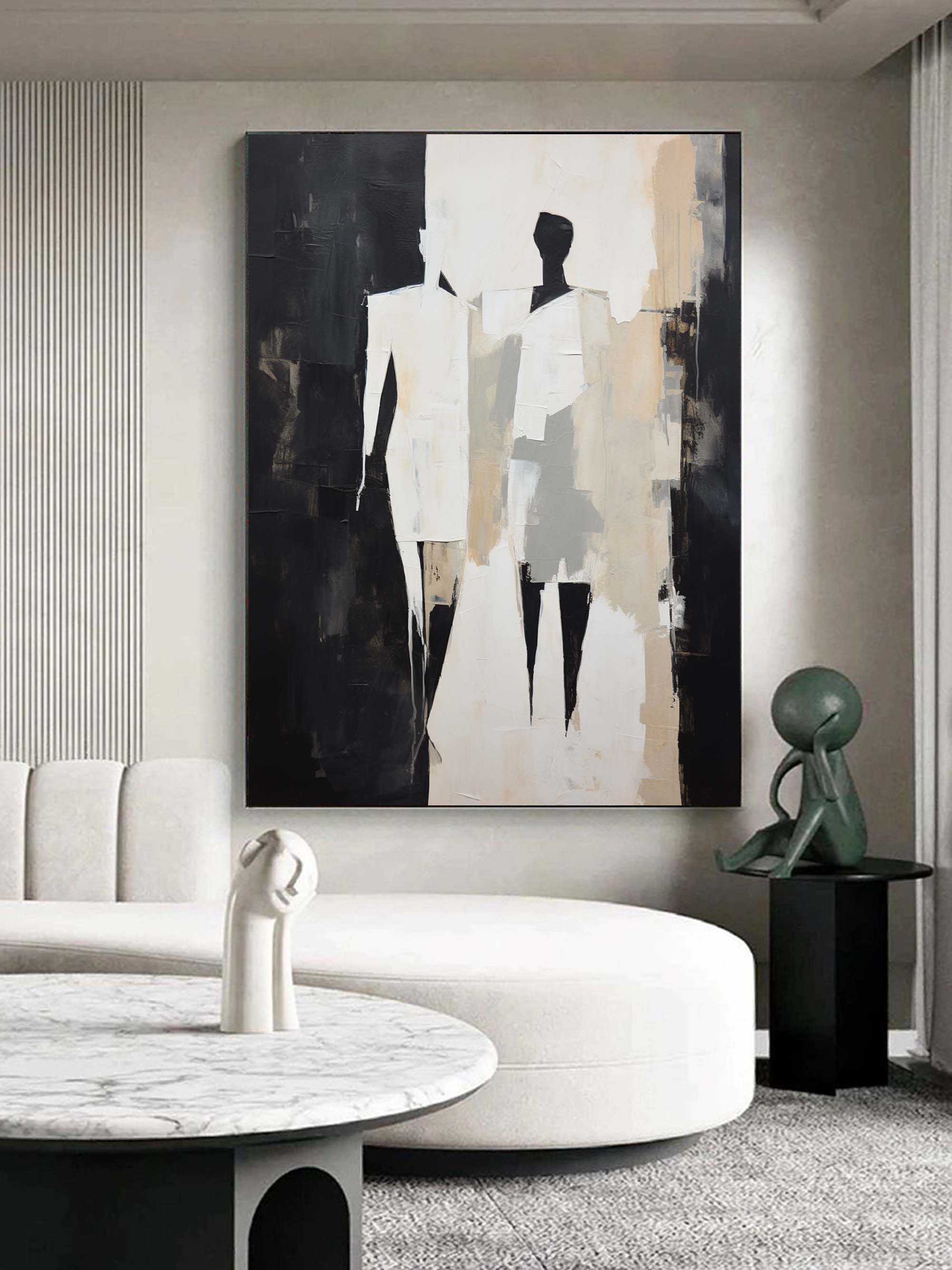 Black and Beige Minimalist Art Black and Beige Textured Abstract Art ...