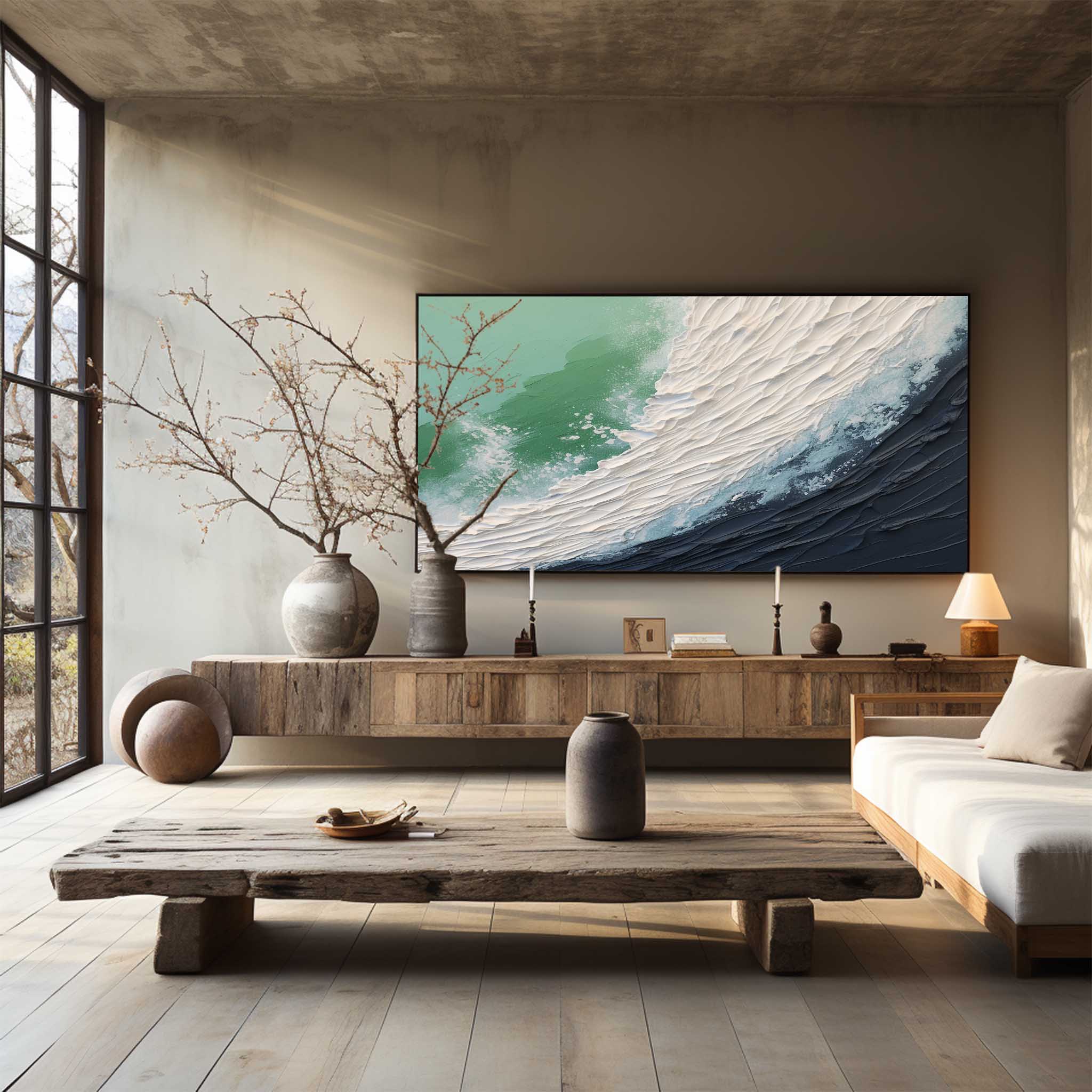 Large White Ocean Wave Texture Wall Painting White And Blue Ocean Wave Acrylic Abstract Texture Art