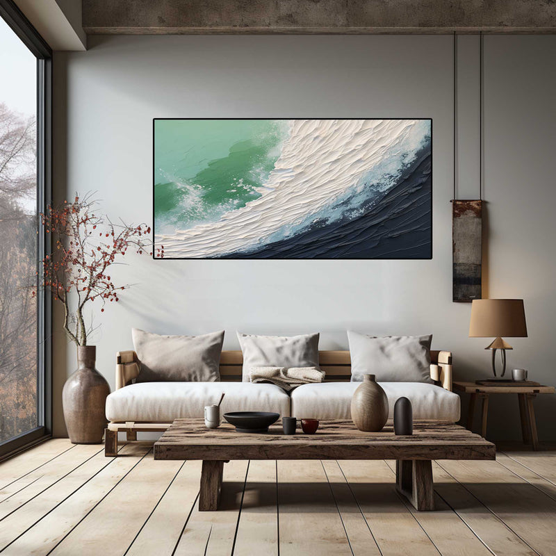 Large White Ocean Wave Texture Wall Painting White And Blue Ocean Wave ...